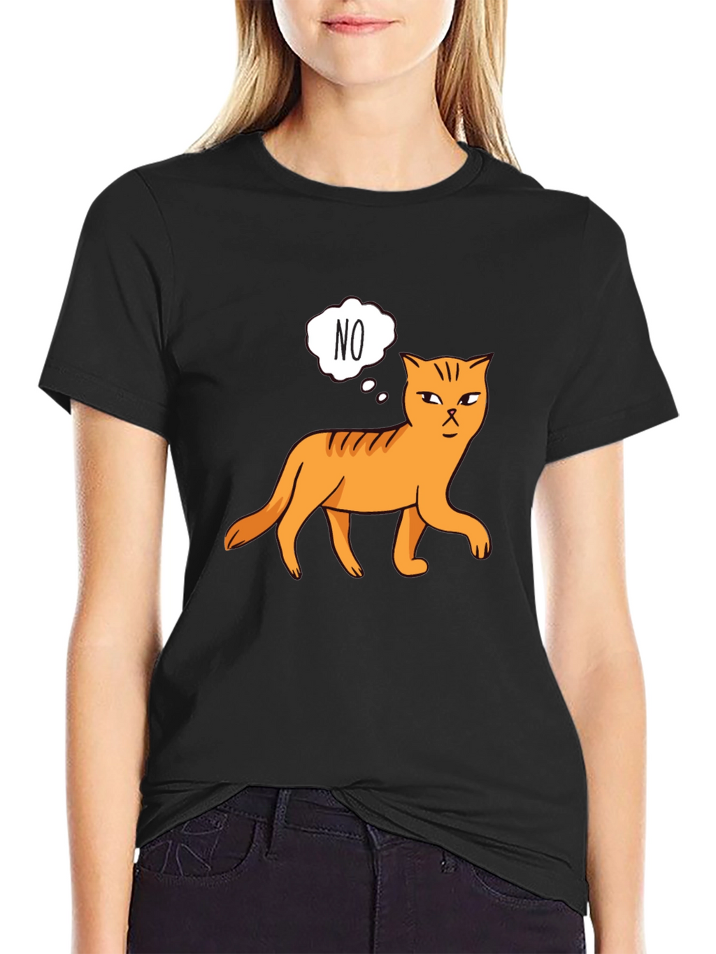 NO Cat Graphic Tee - Unisex Black T-Shirt