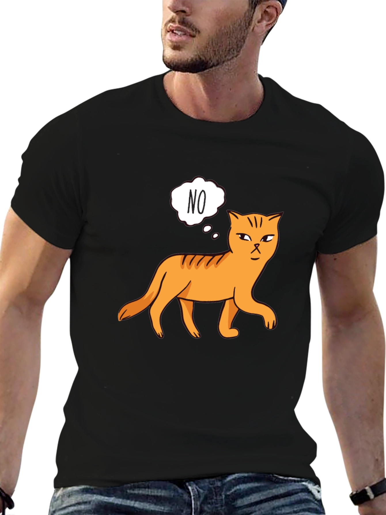 NO Cat Graphic Tee - Unisex Black T-Shirt