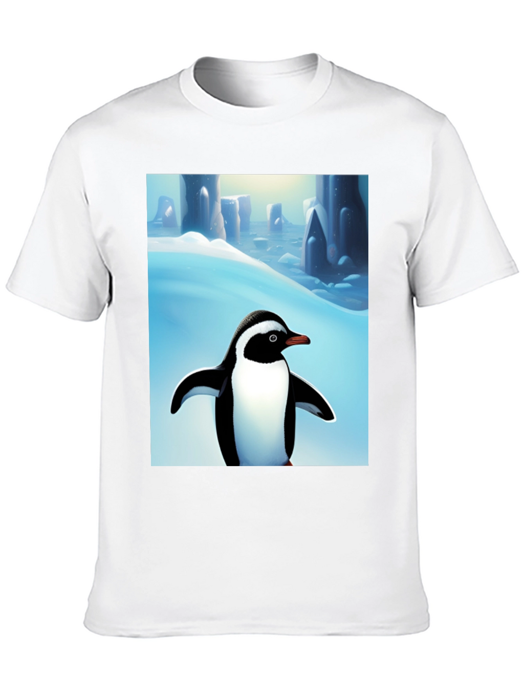 Penguin Arctic Scene Black T-Shirt