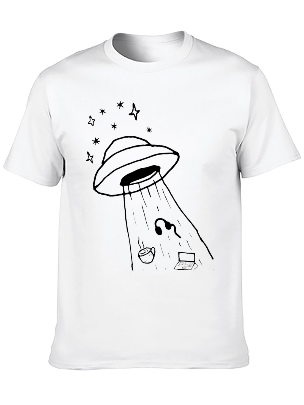 UFO Abduction Graphic Tee - Black Cotton T-Shirt