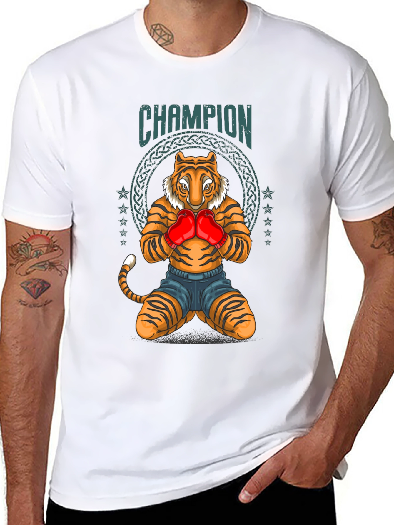Champion Tiger Boxing T-Shirt - Unique Graphic Tee