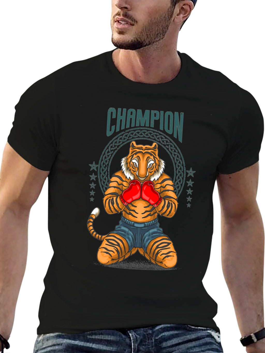 Champion Tiger Boxing T-Shirt - Unique Graphic Tee