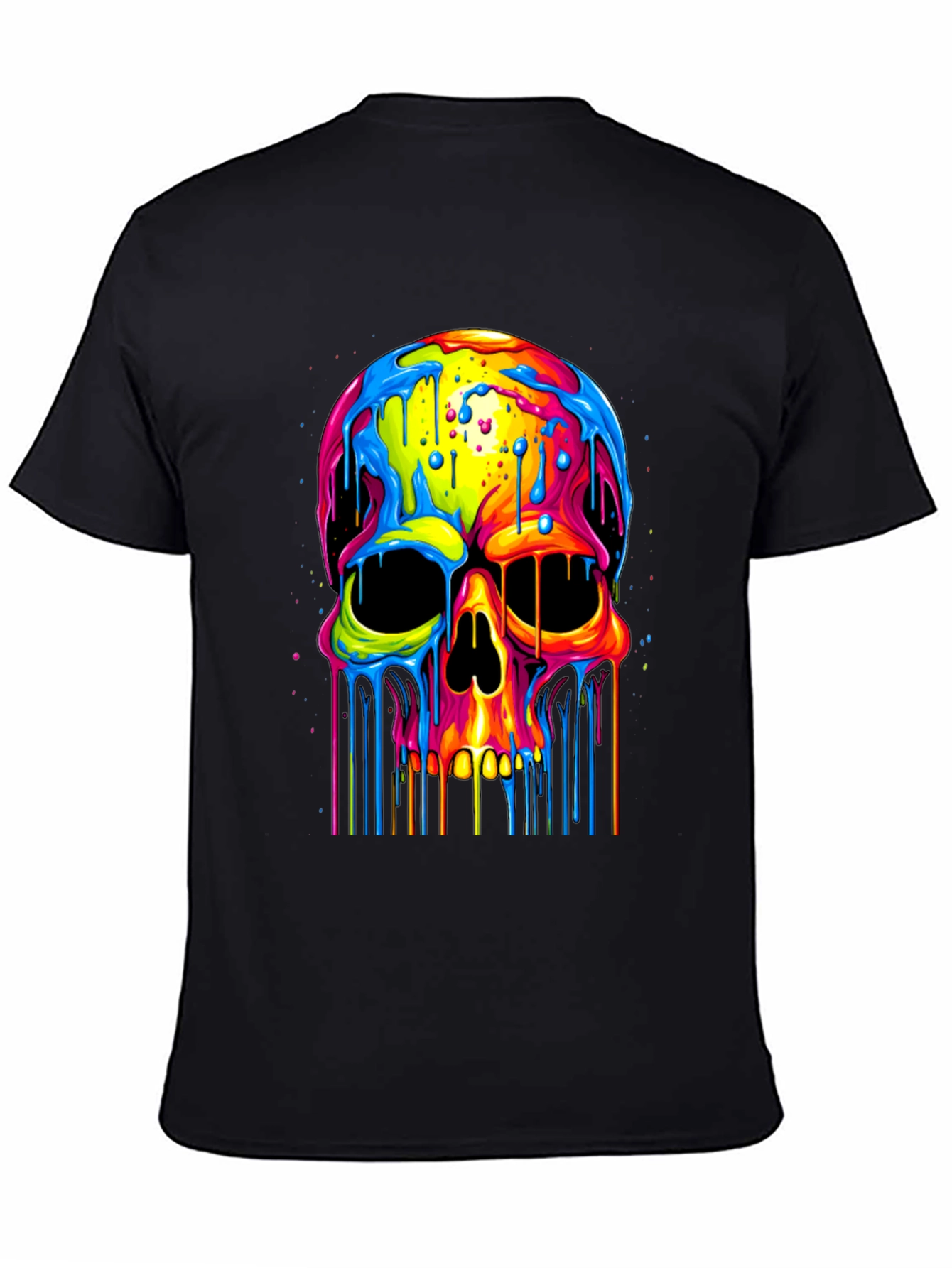Colorful Dripping Skull Graphic Tee