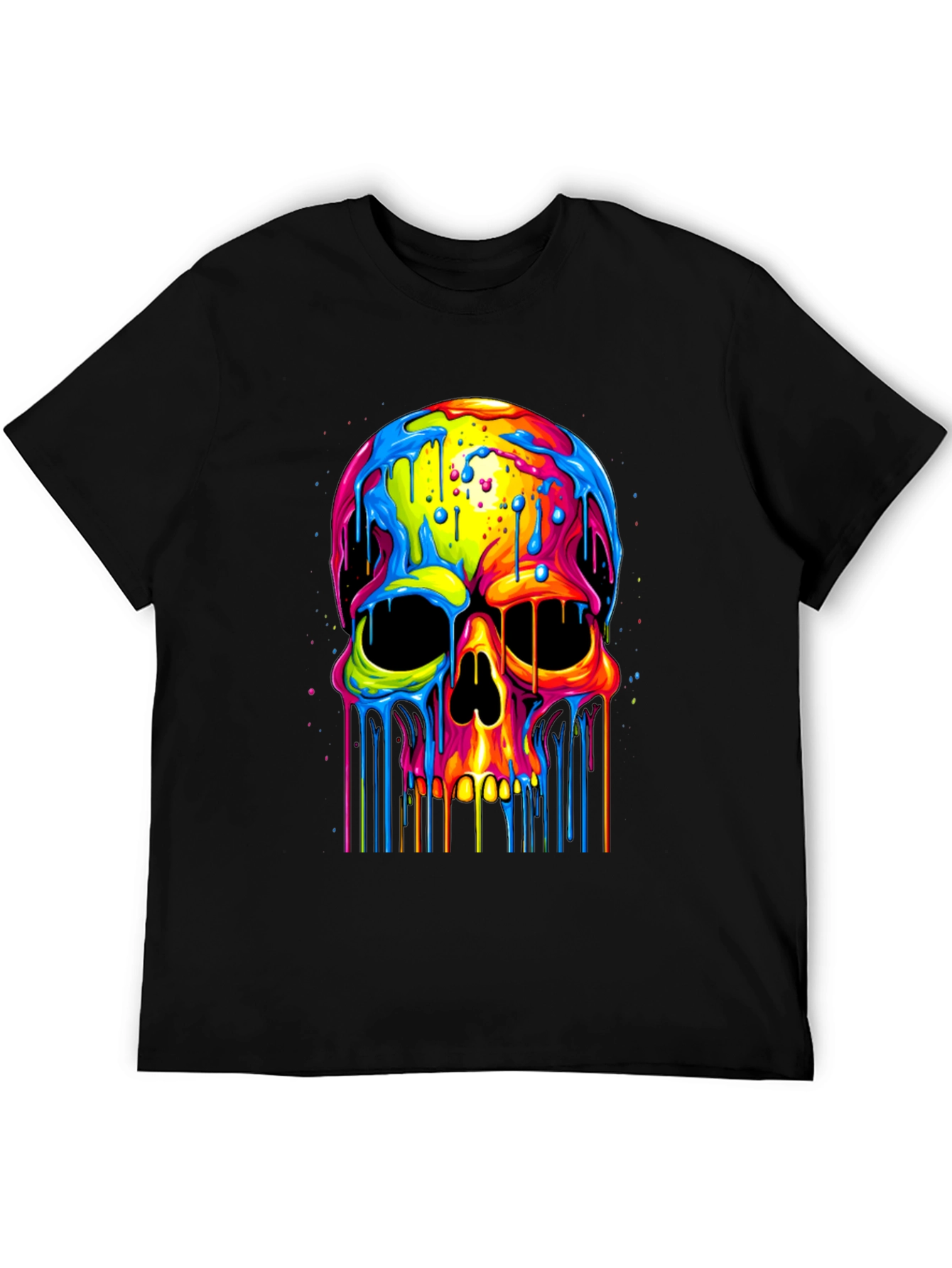 Colorful Dripping Skull Graphic Tee