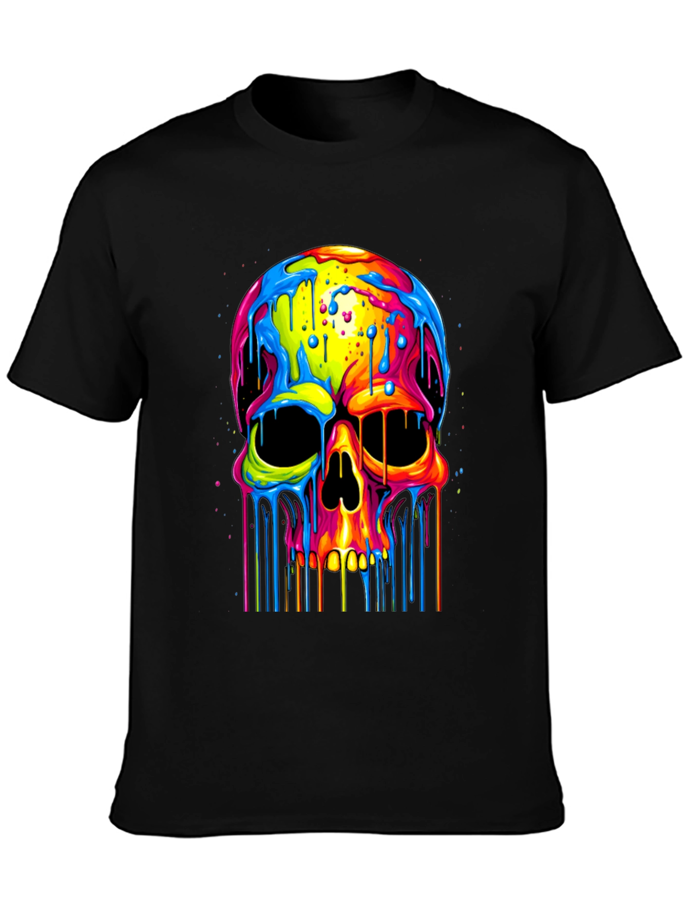 Colorful Dripping Skull Graphic Tee
