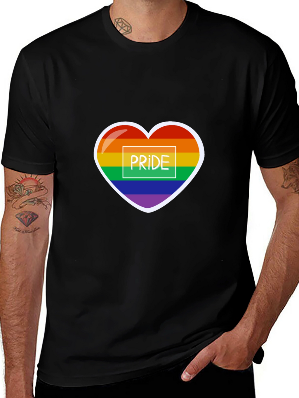 Pride Heart Graphic Tee - Black