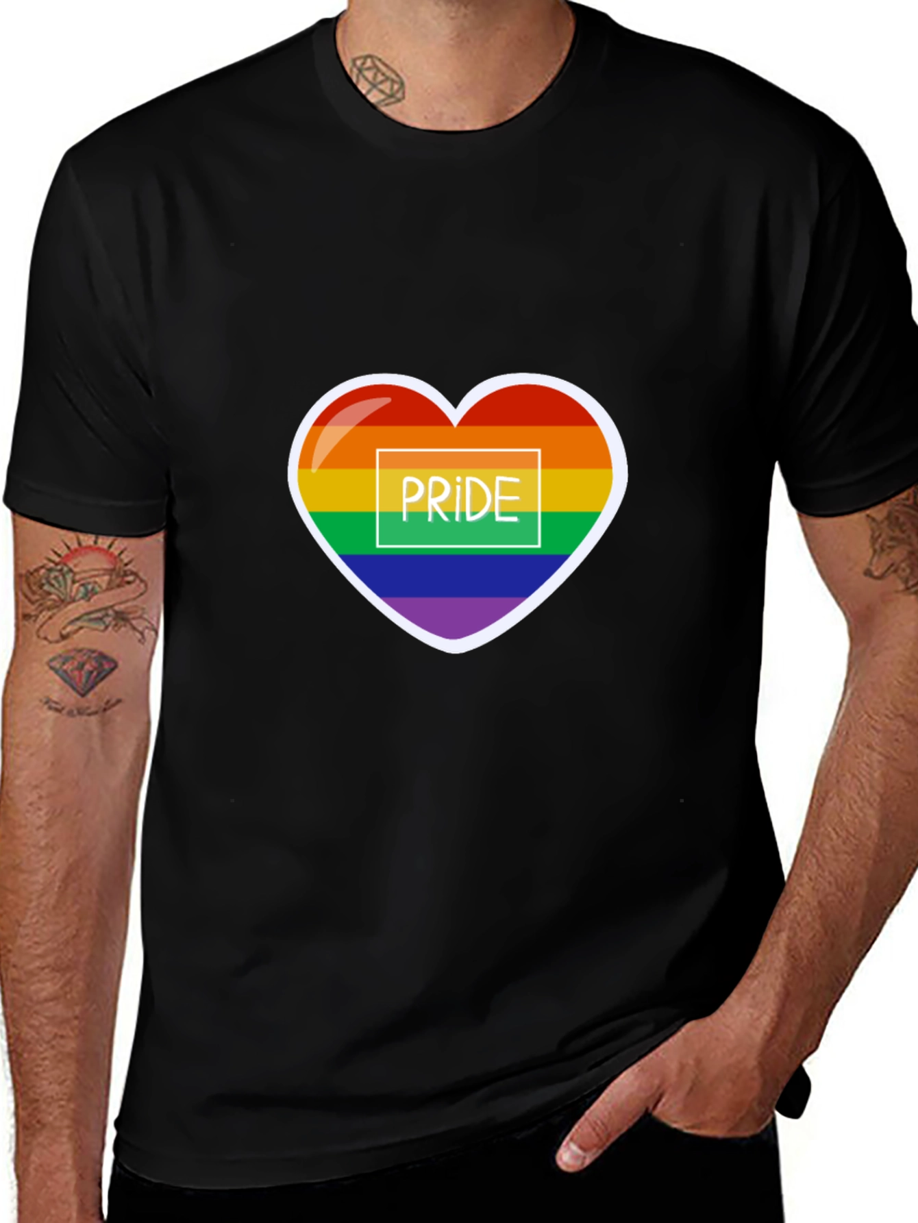 Pride Heart Graphic Tee - Black
