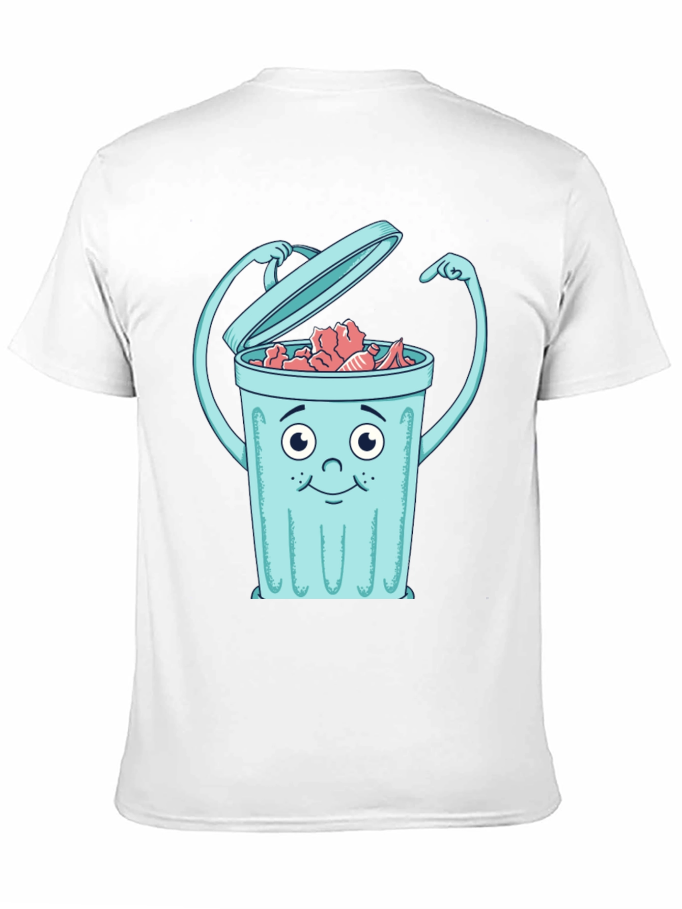 Cartoon Trash Can Graphic Tee - Black