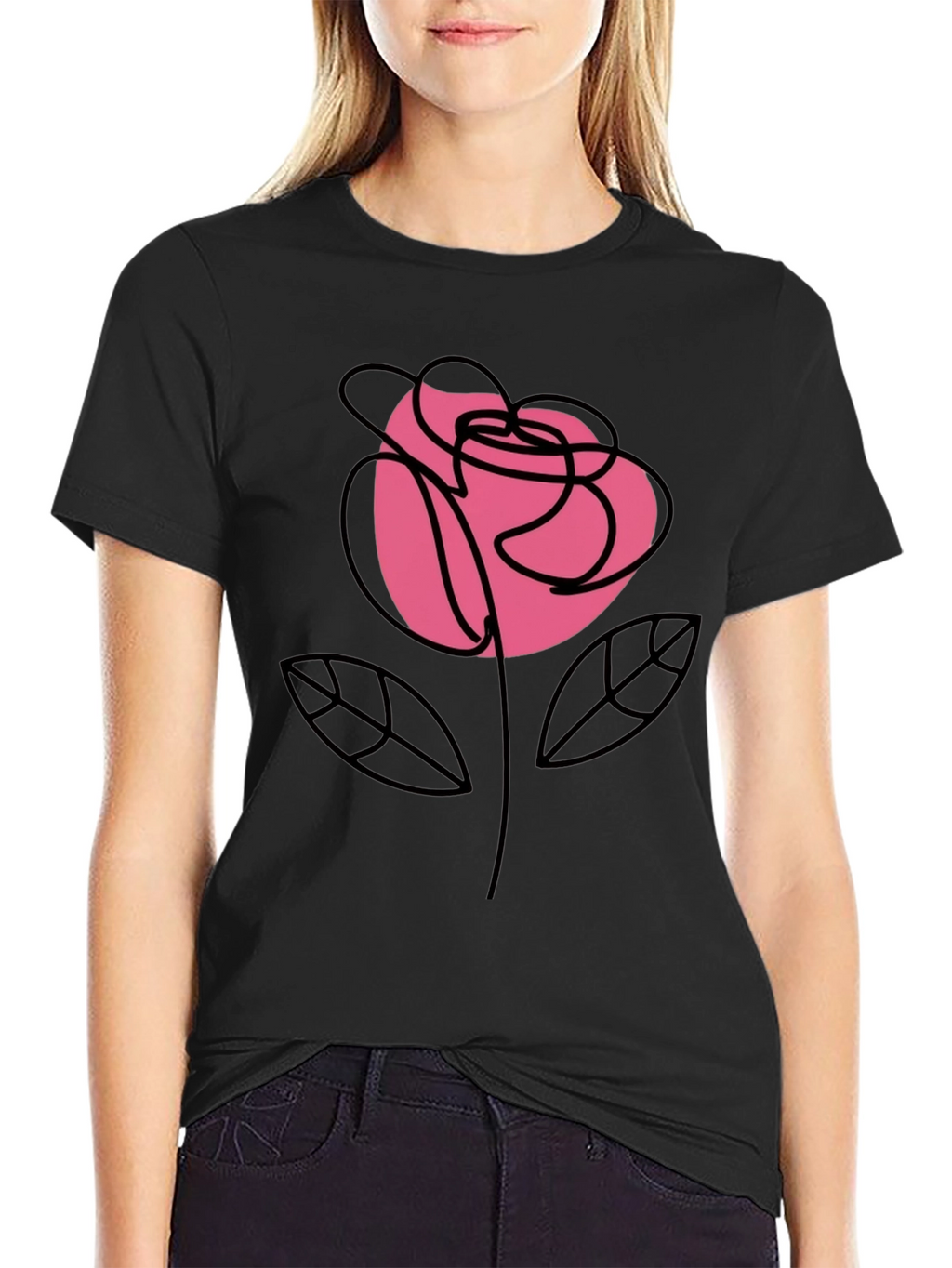 Rose Graphic Black T-Shirt Stylish Floral Tee