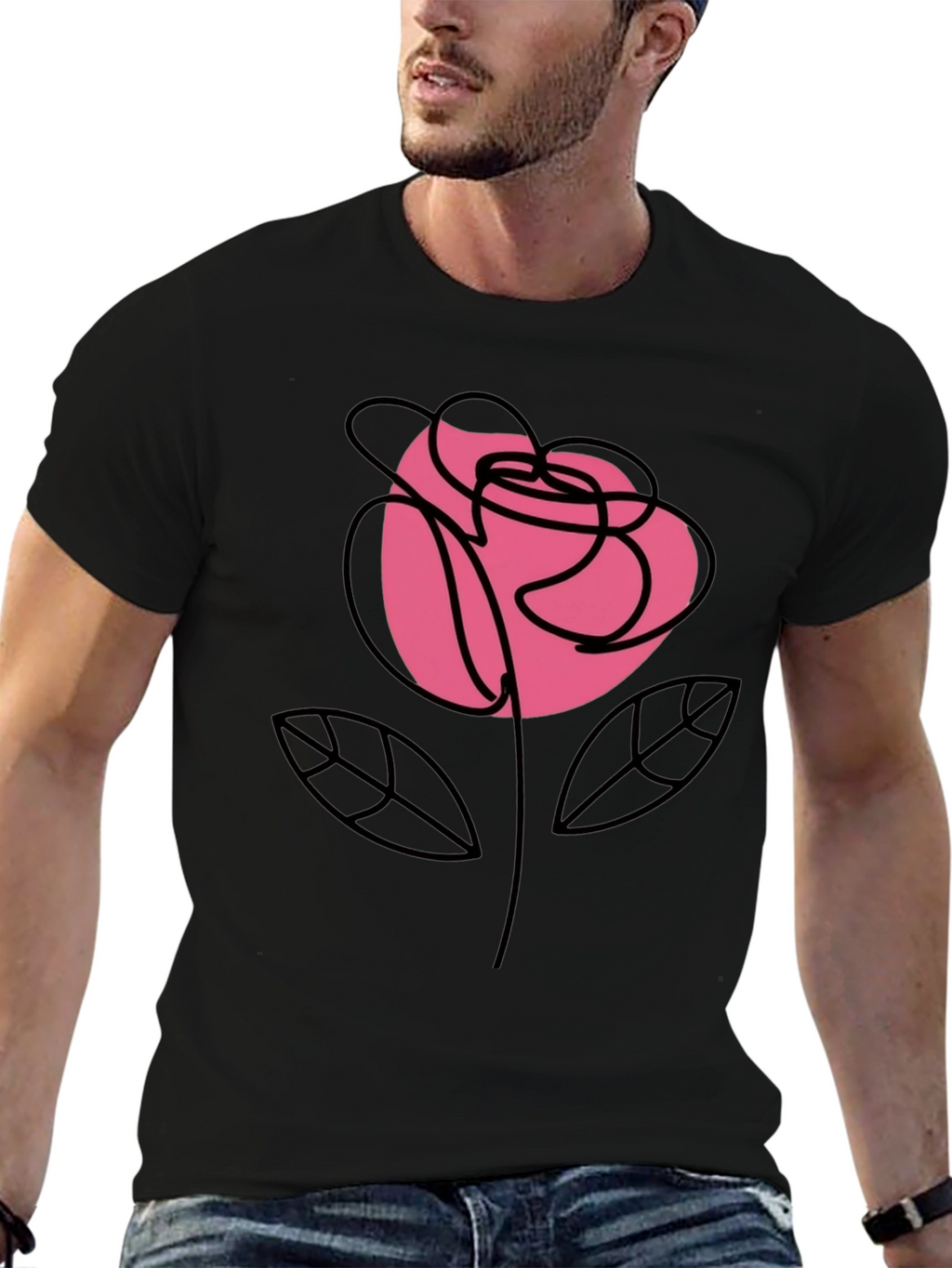 Rose Graphic Black T-Shirt Stylish Floral Tee