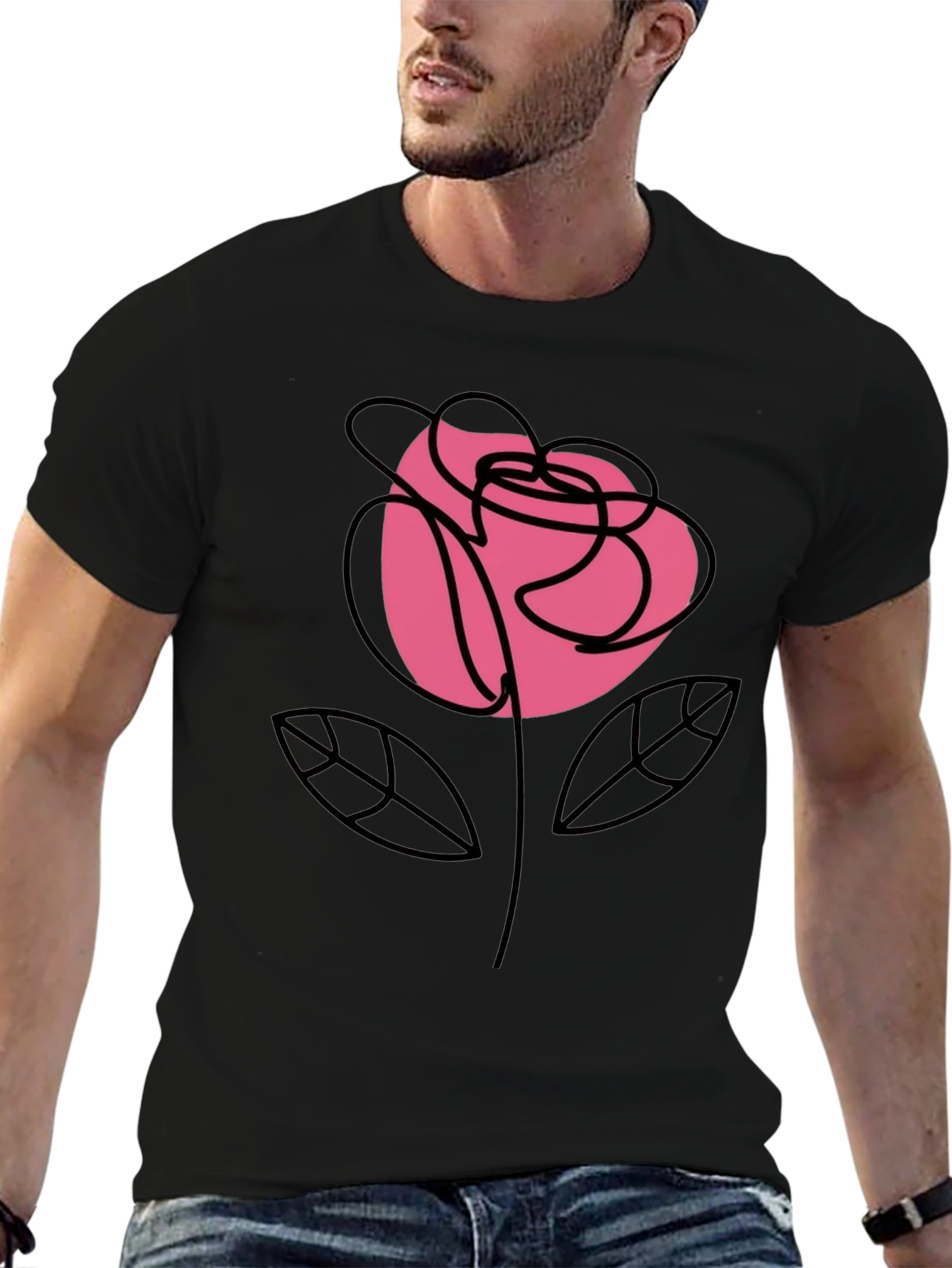 Rose Graphic Black T-Shirt Stylish Floral Tee