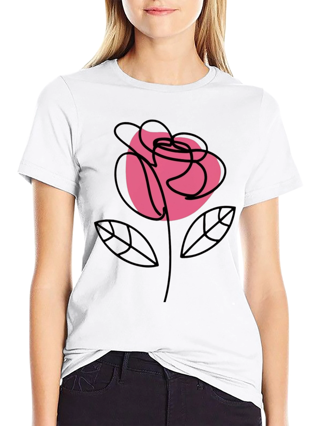 Rose Graphic Black T-Shirt Stylish Floral Tee