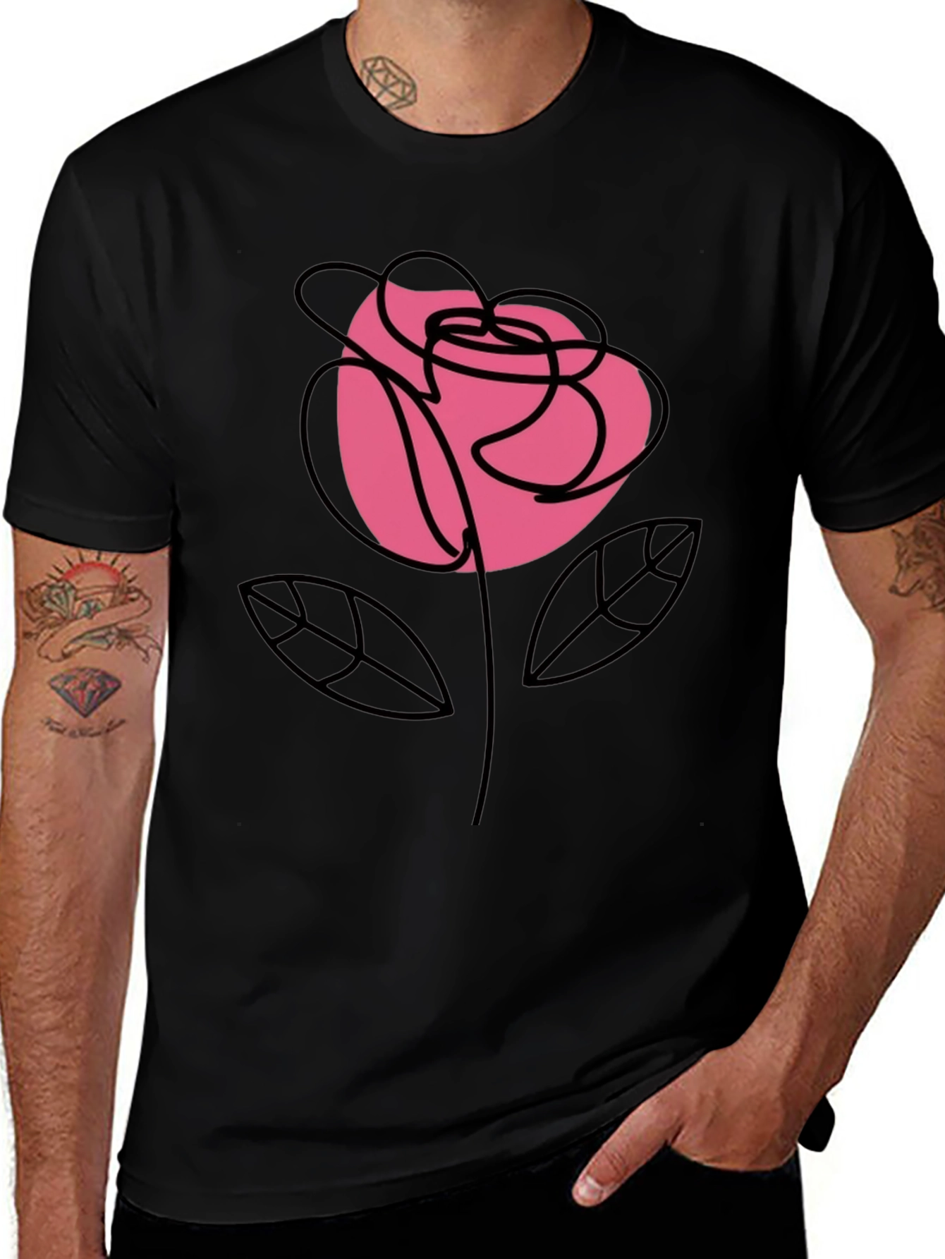 Rose Graphic Black T-Shirt Stylish Floral Tee
