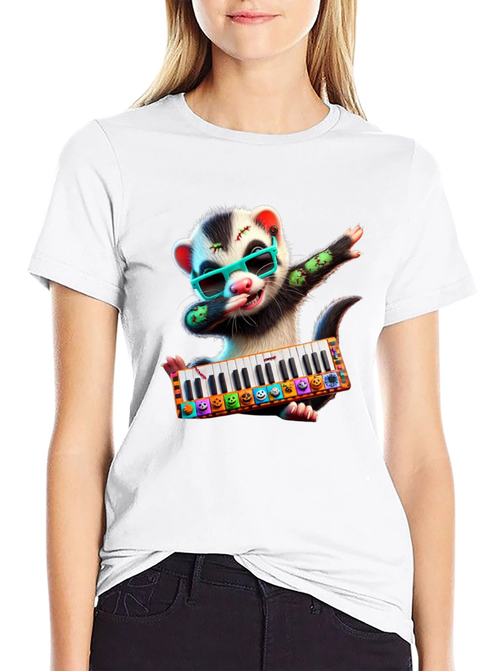 Zombie Ferret Halloween T-Shirt - Music Lover Tee