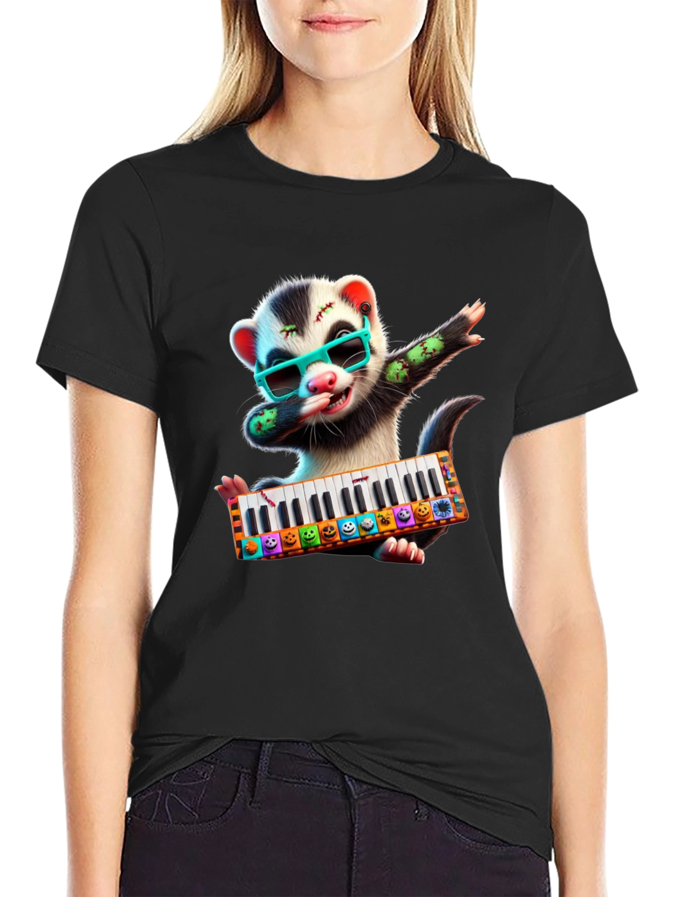 Zombie Ferret Halloween T-Shirt - Music Lover Tee