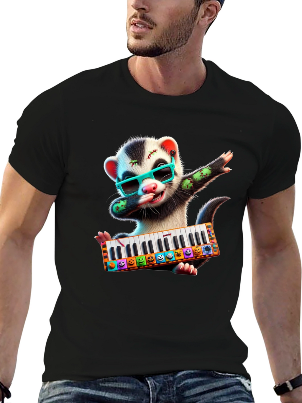 Zombie Ferret Halloween T-Shirt - Music Lover Tee