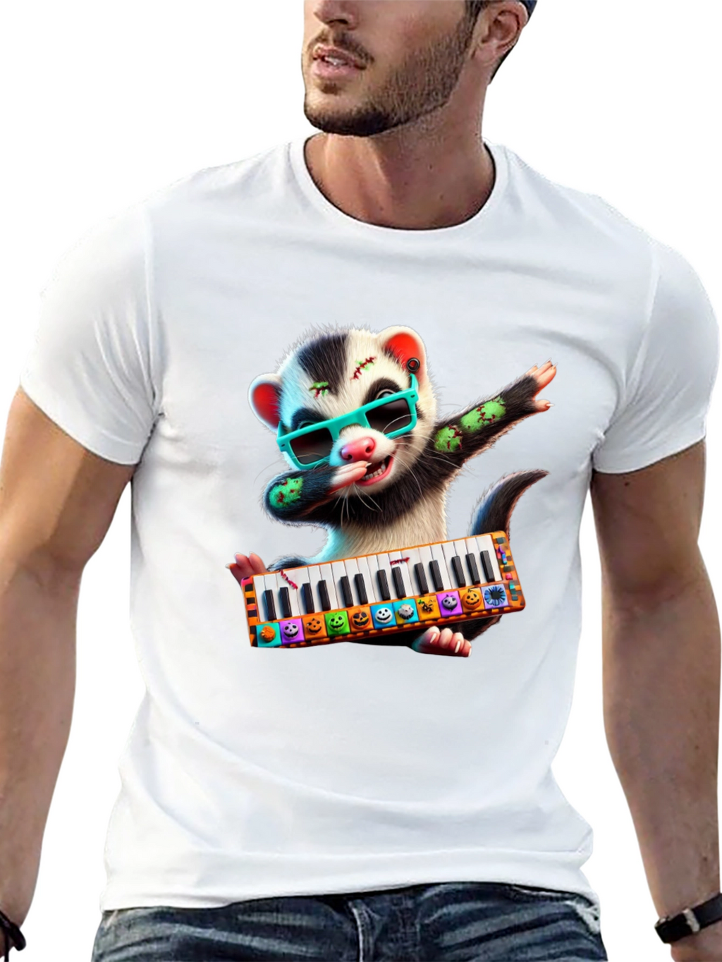 Zombie Ferret Halloween T-Shirt - Music Lover Tee