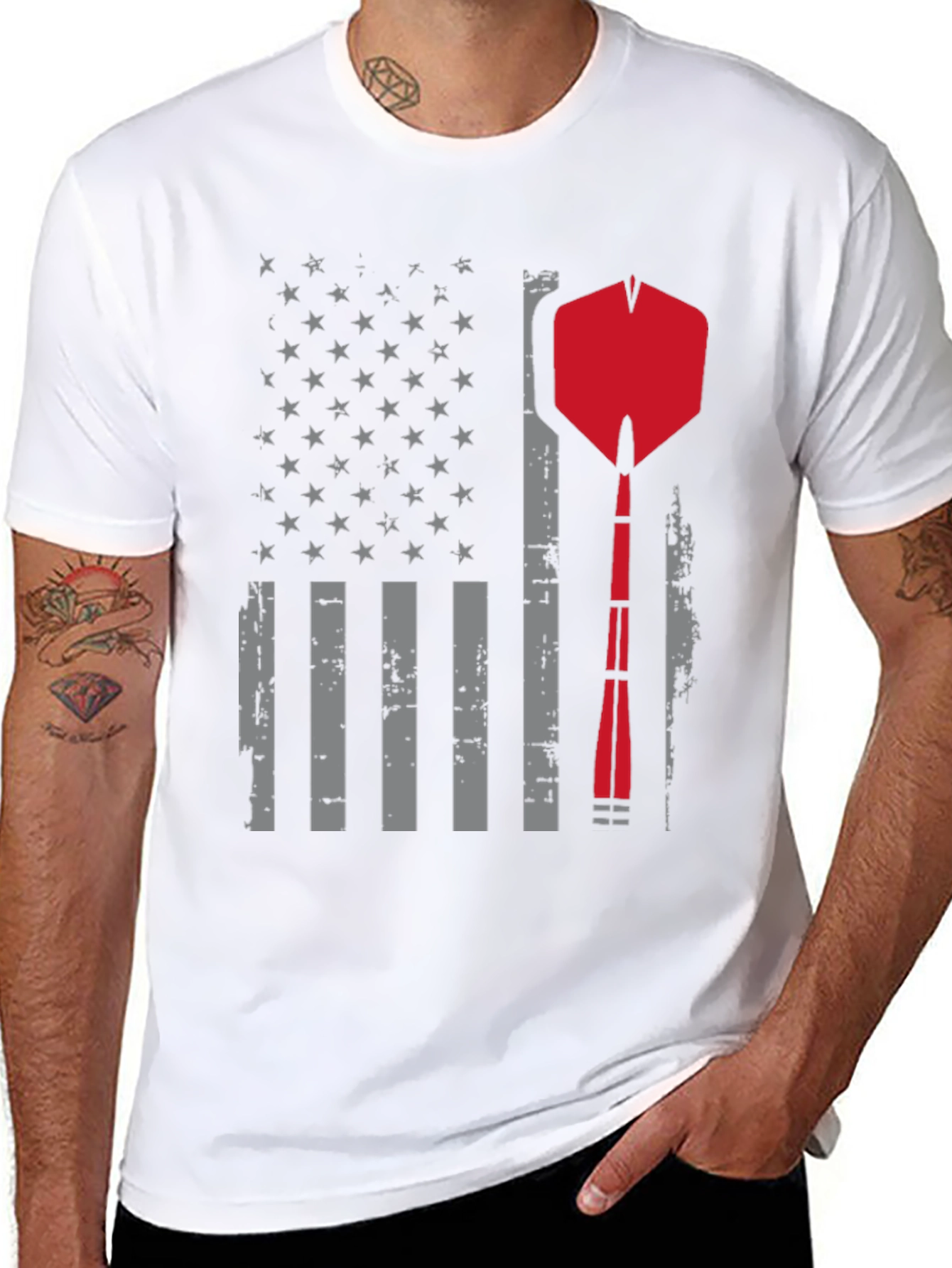 Darts American Flag Graphic T-Shirt - Patriotic Design