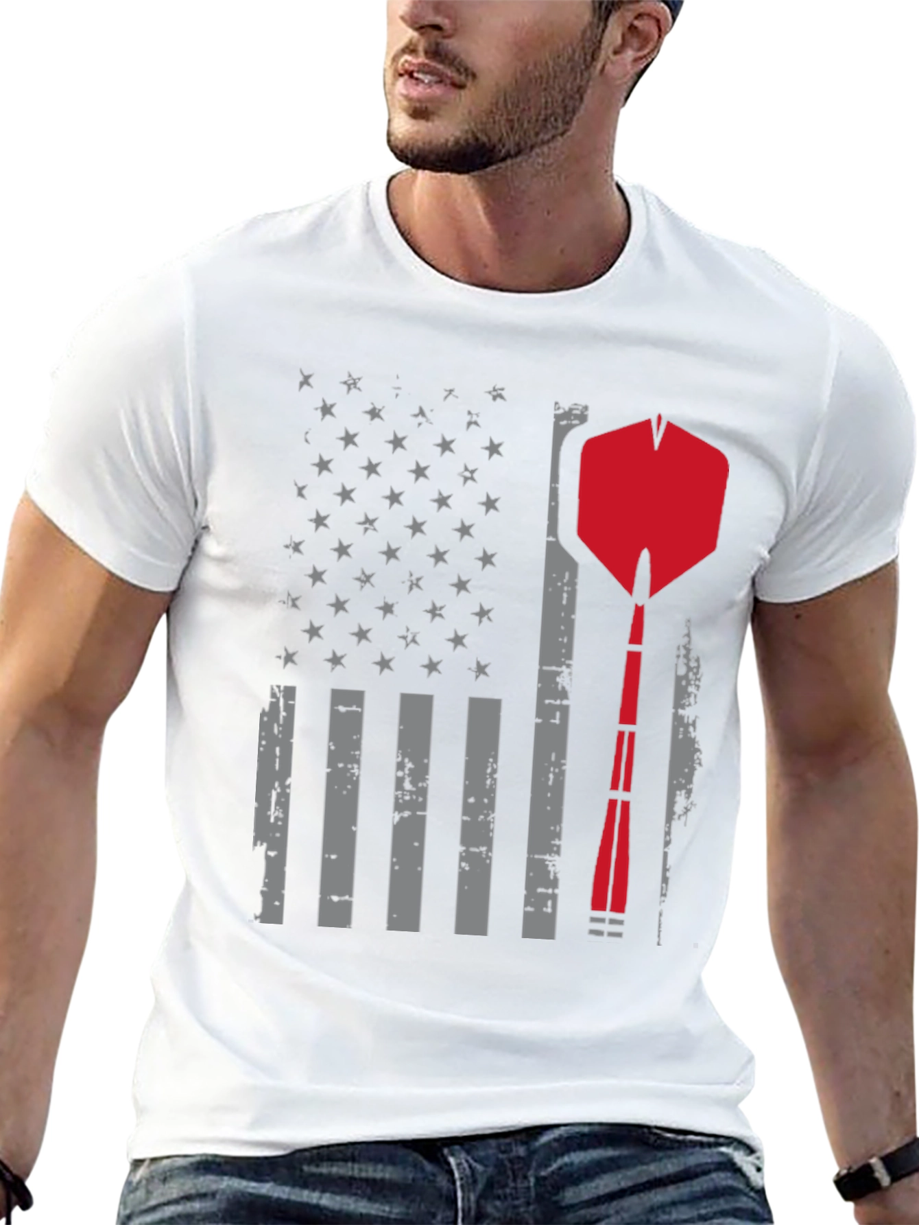 Darts American Flag Graphic T-Shirt - Patriotic Design