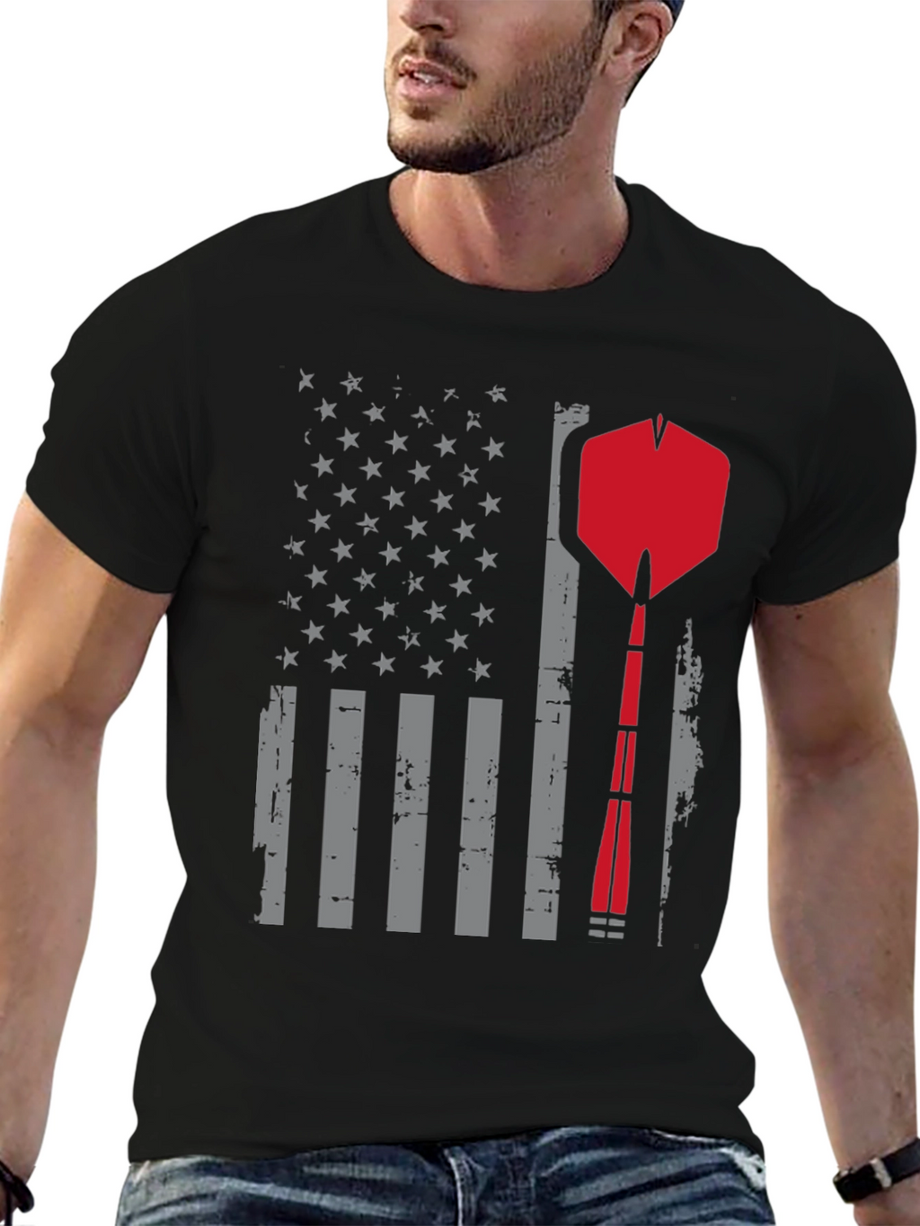 Darts American Flag Graphic T-Shirt - Patriotic Design