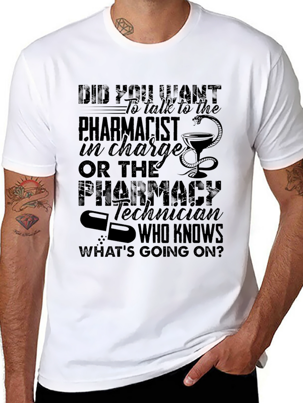 Pharmacist vs Pharmacy Tech Humor T-Shirt
