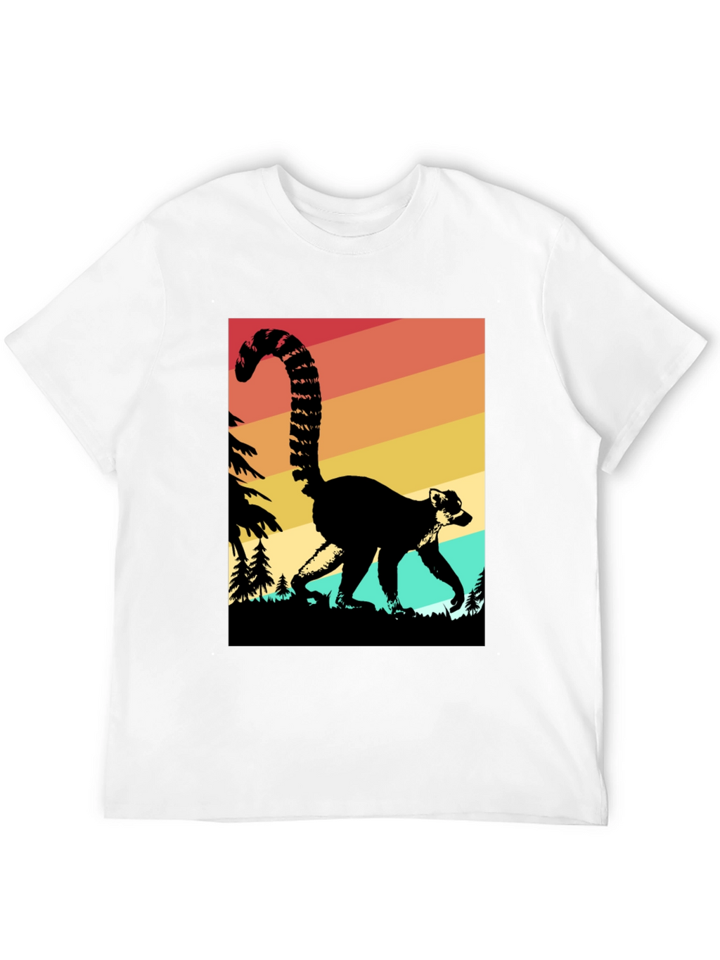 Retro Lemur Graphic Tee - Black Cotton Blend