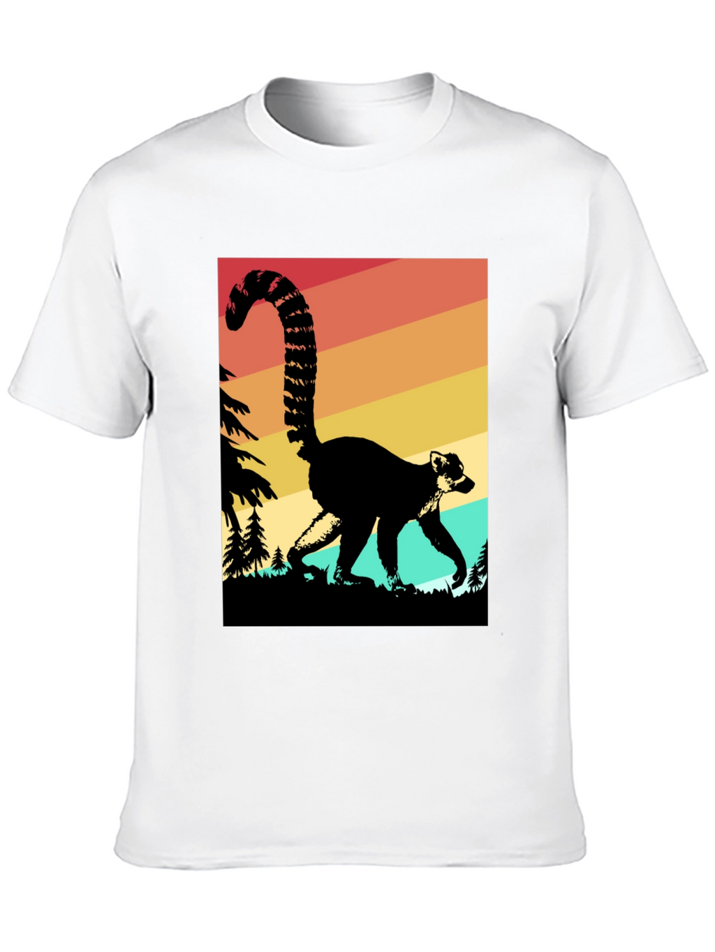 Retro Lemur Graphic Tee - Black Cotton Blend