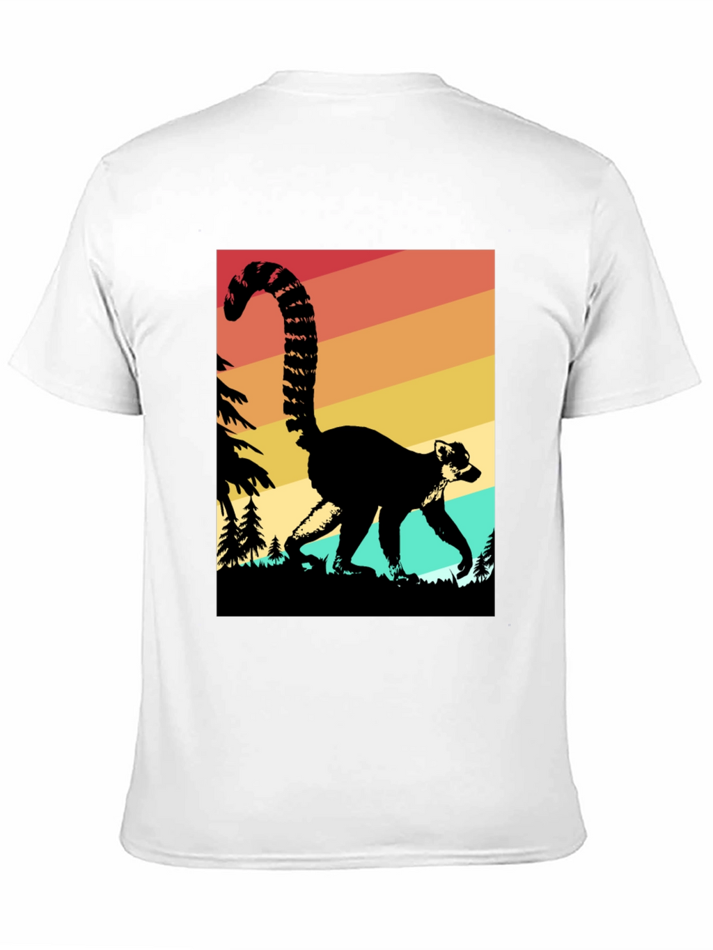 Retro Lemur Graphic Tee - Black Cotton Blend