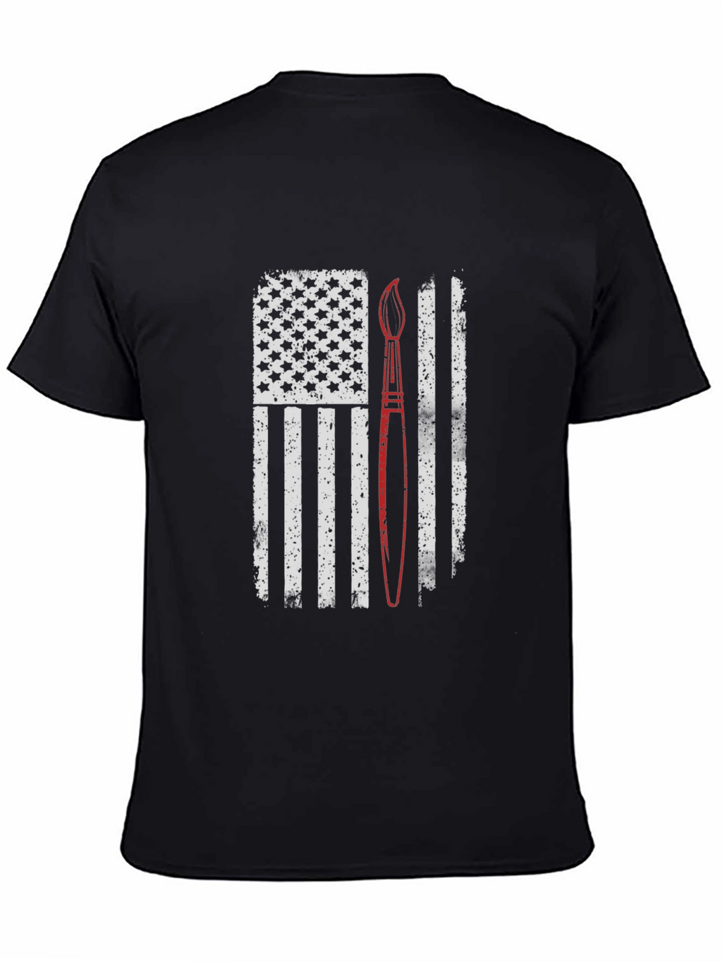 Patriotic Artist T-Shirt - Brush & US Flag