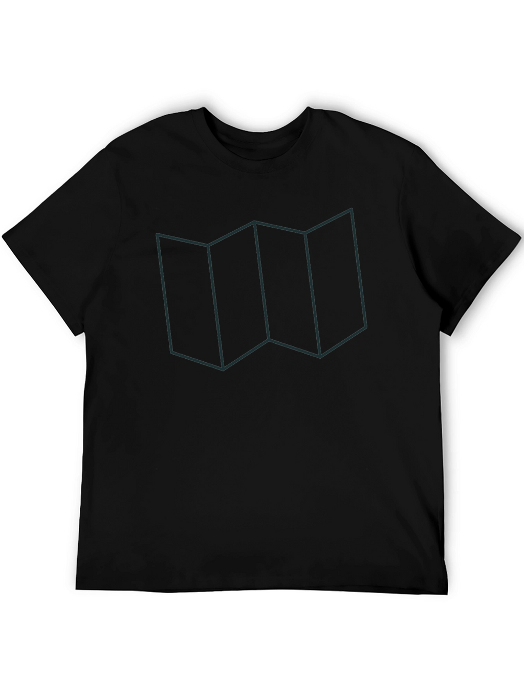 Geometric Map Line Art Graphic Tee - Casual Wear
