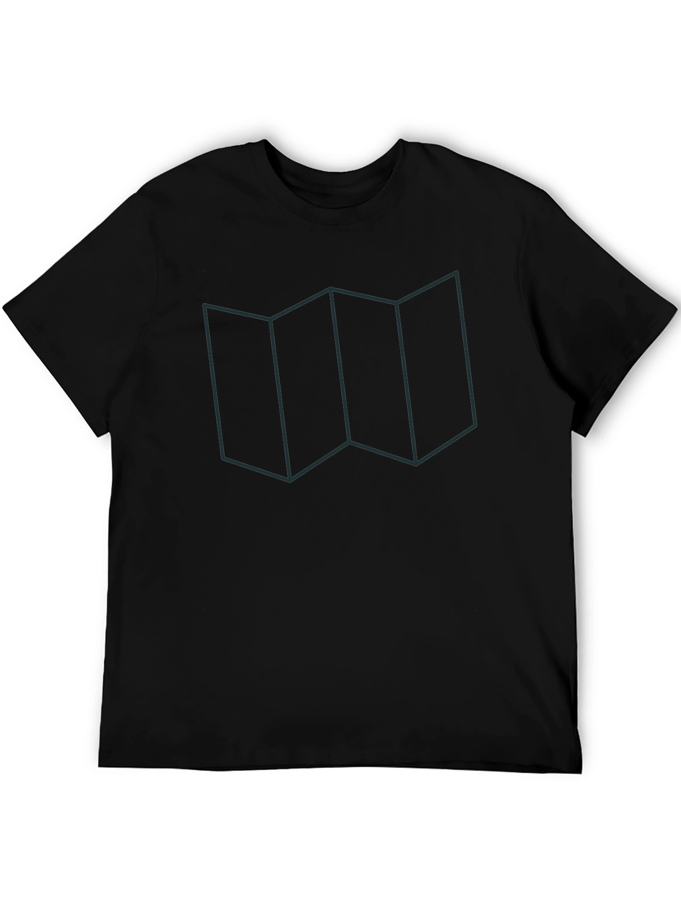 Geometric Map Line Art Graphic Tee - Casual Wear