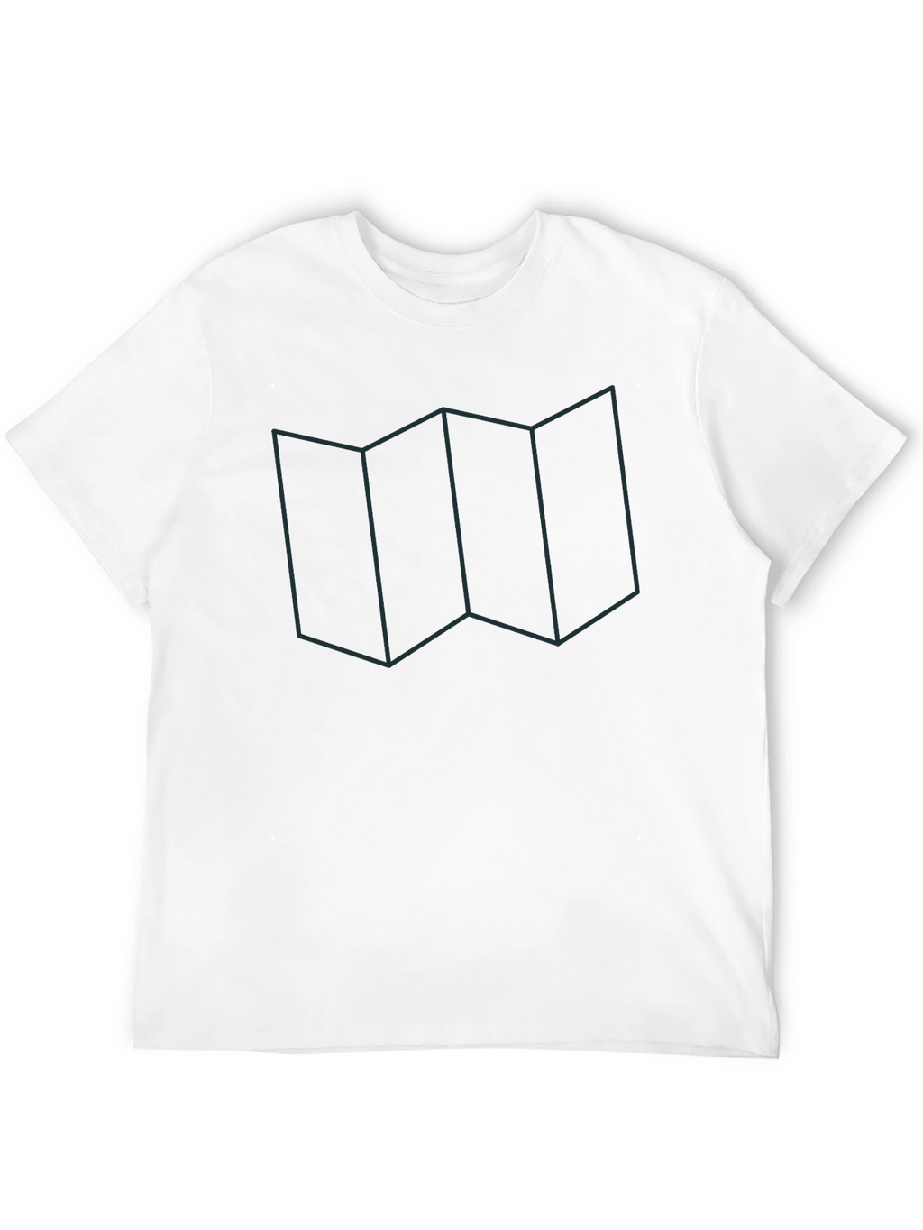 Geometric Map Line Art Graphic Tee - Casual Wear
