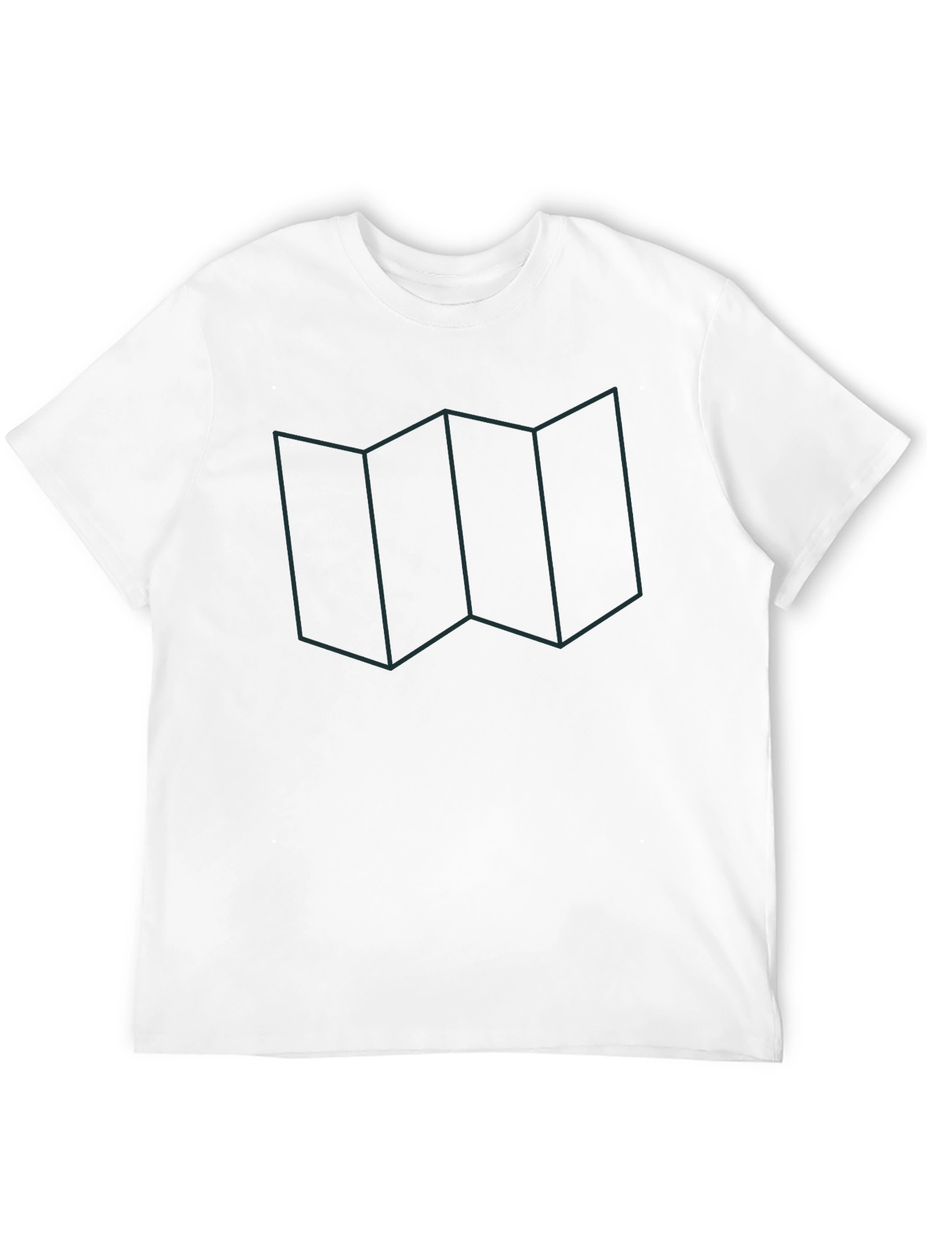 Geometric Map Line Art Graphic Tee - Casual Wear