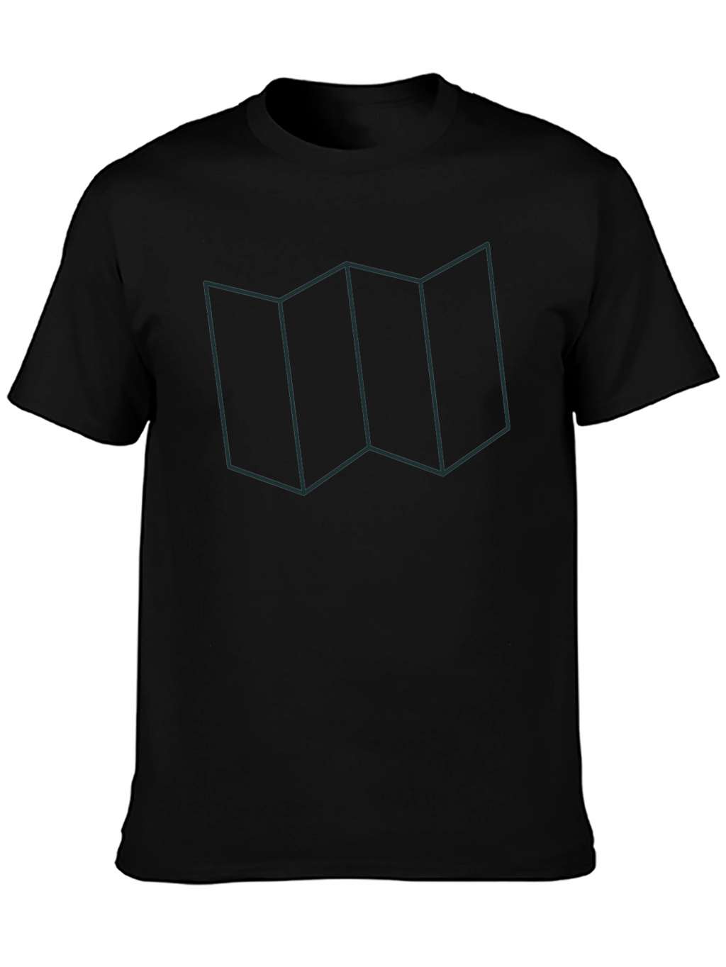 Geometric Map Line Art Graphic Tee - Casual Wear