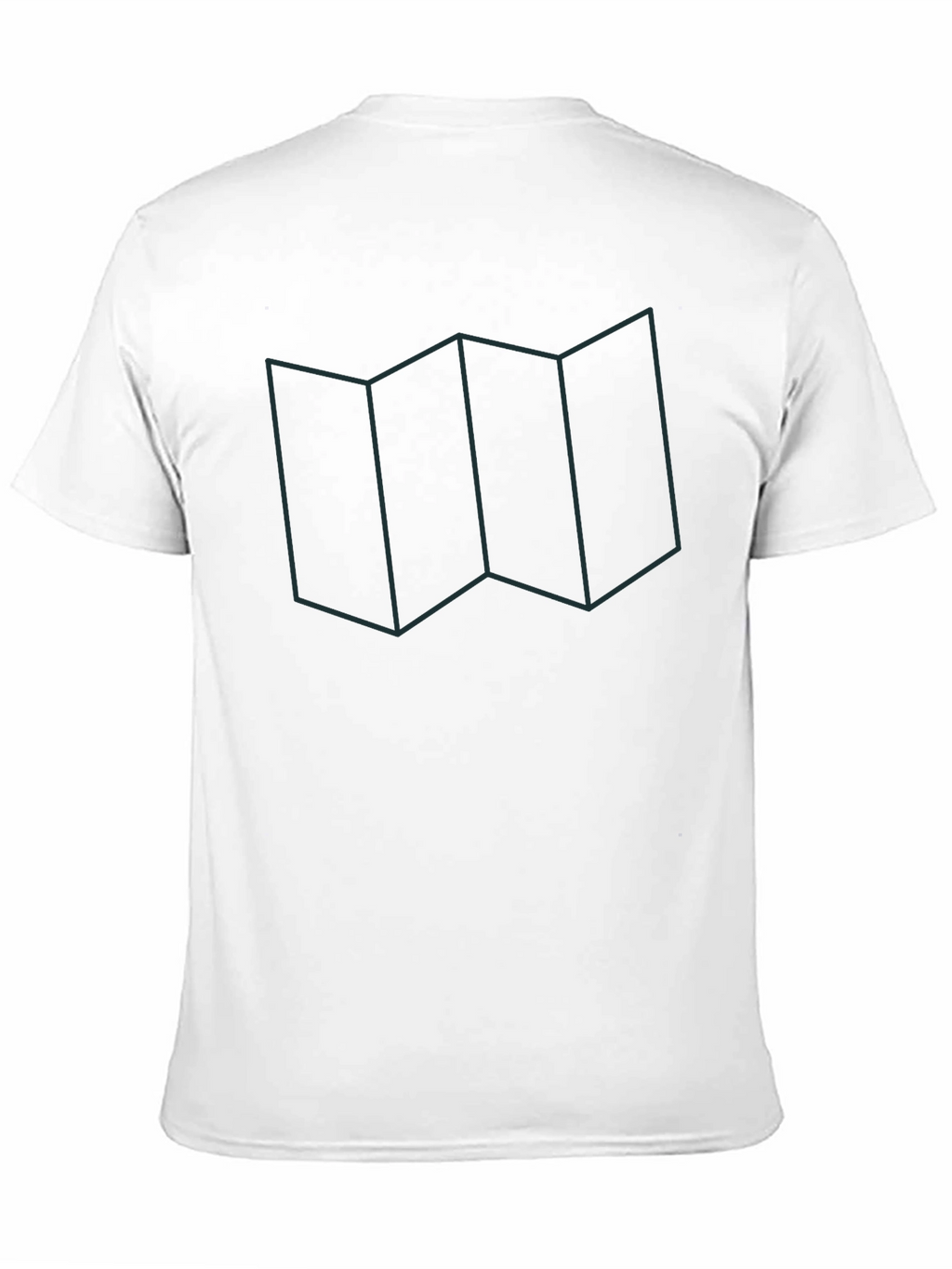 Geometric Map Line Art Graphic Tee - Casual Wear