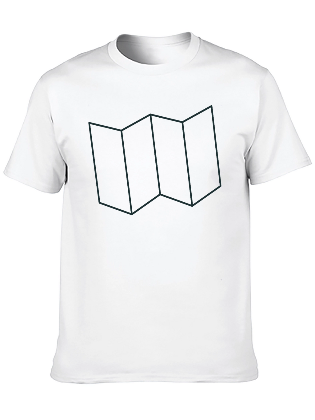 Geometric Map Line Art Graphic Tee - Casual Wear