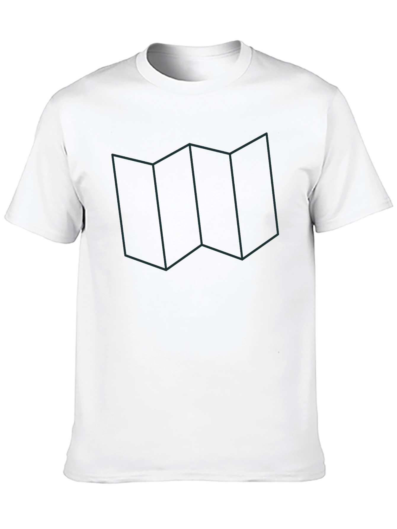 Geometric Map Line Art Graphic Tee - Casual Wear