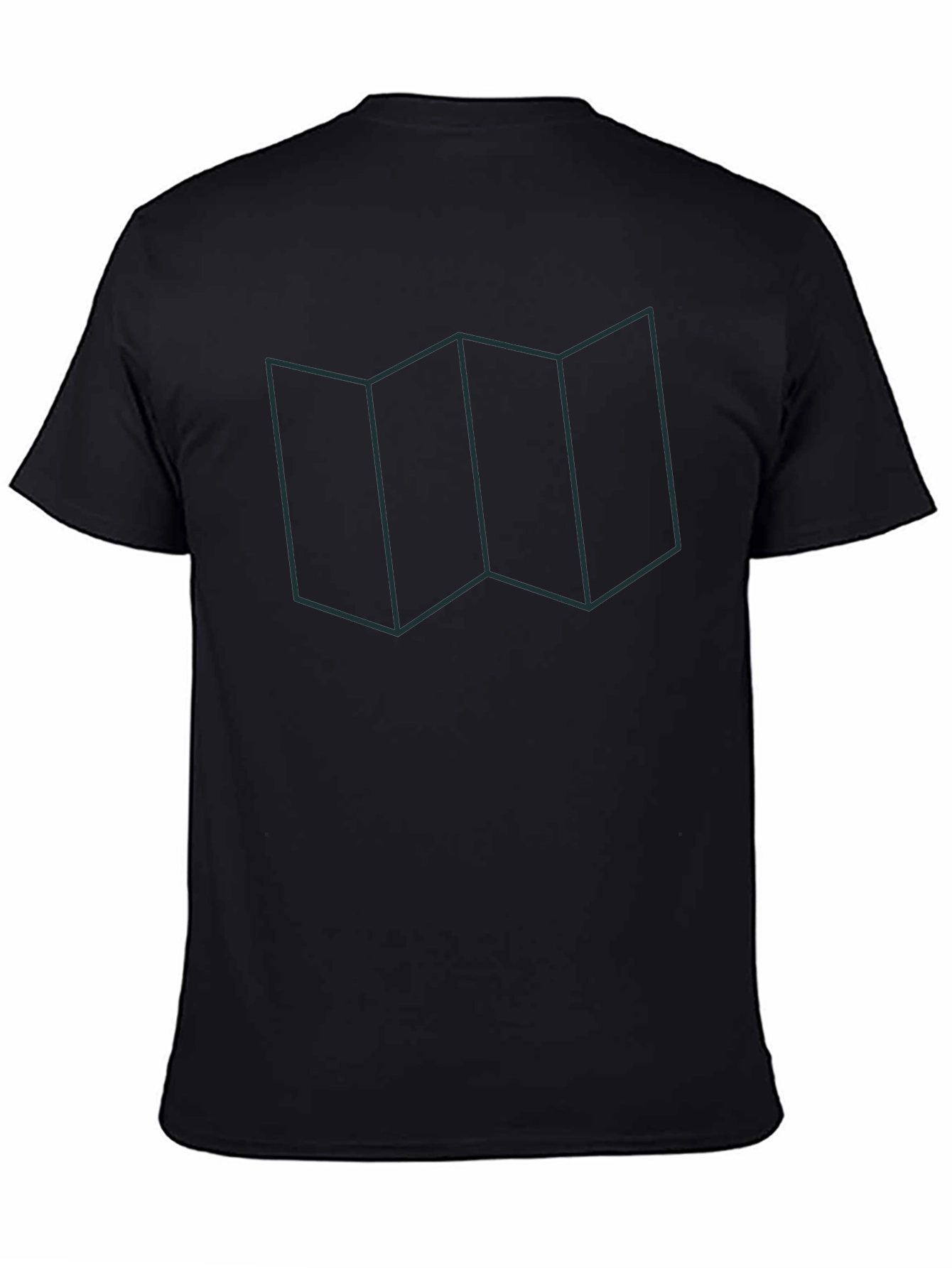 Geometric Map Line Art Graphic Tee - Casual Wear