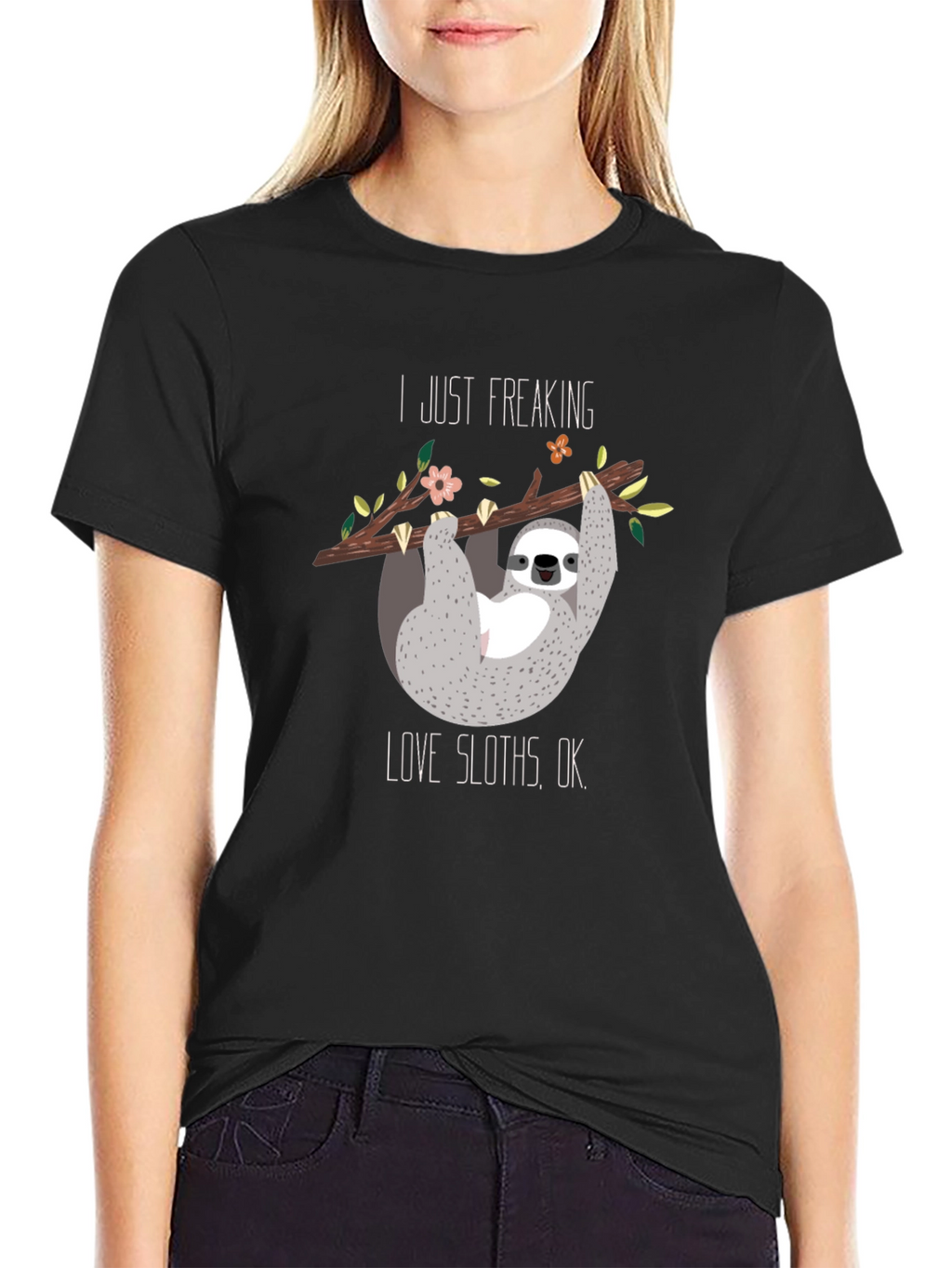 I Just Freaking Love Sloths Black T-Shirt