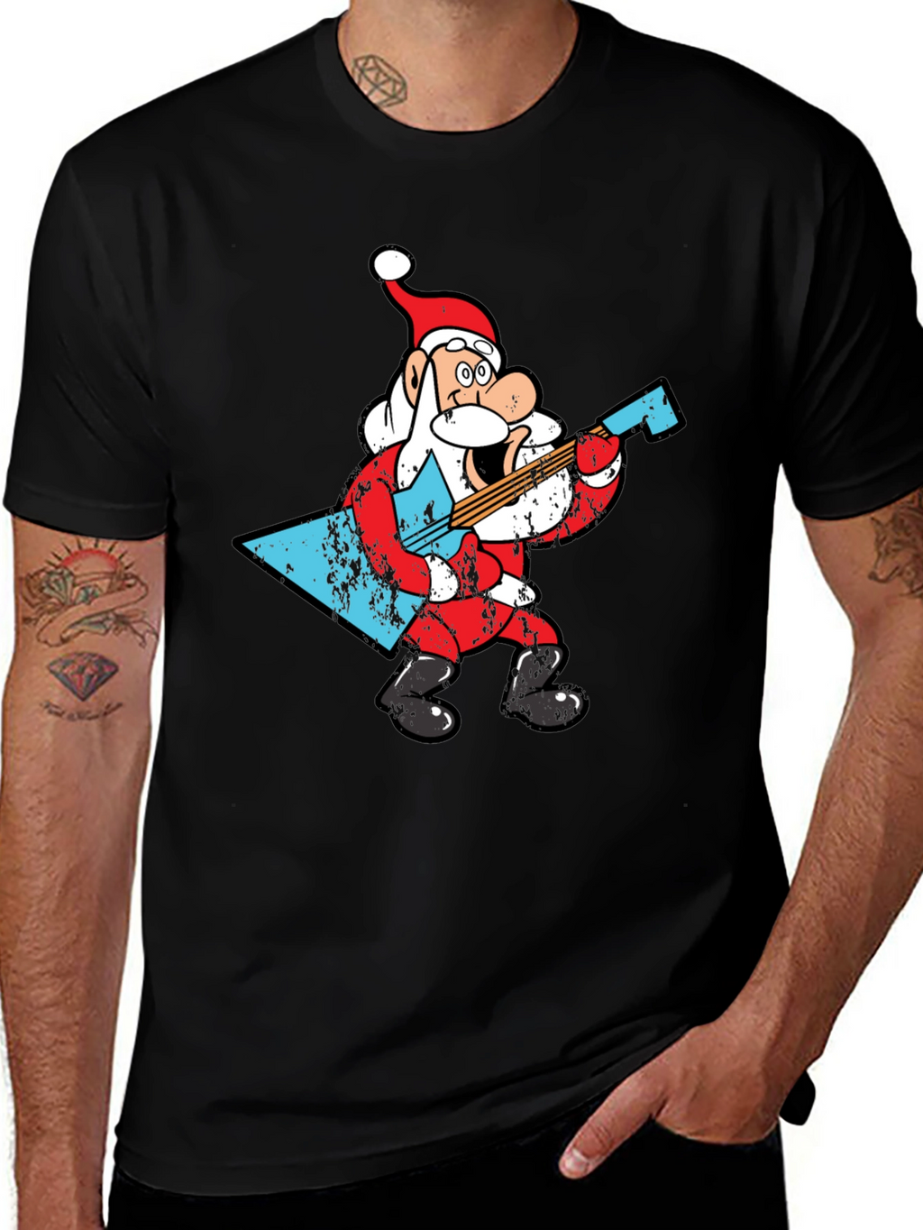 Rockin Santa Claus Graphic T-Shirt