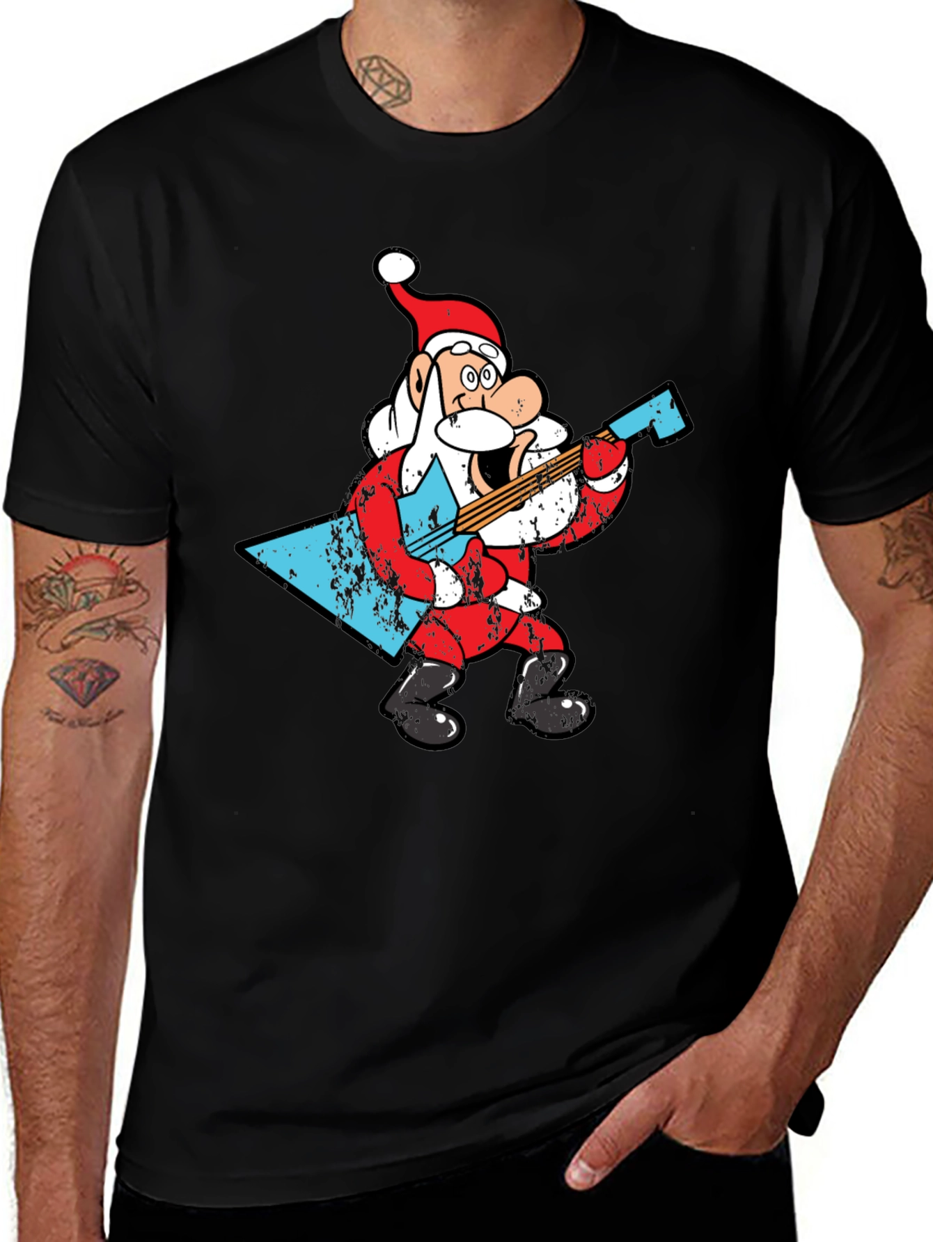 Rockin Santa Claus Graphic T-Shirt