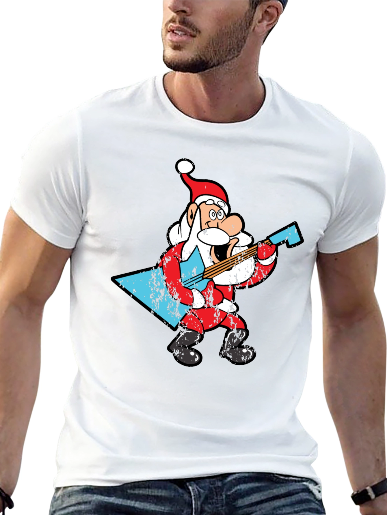 Rockin Santa Claus Graphic T-Shirt