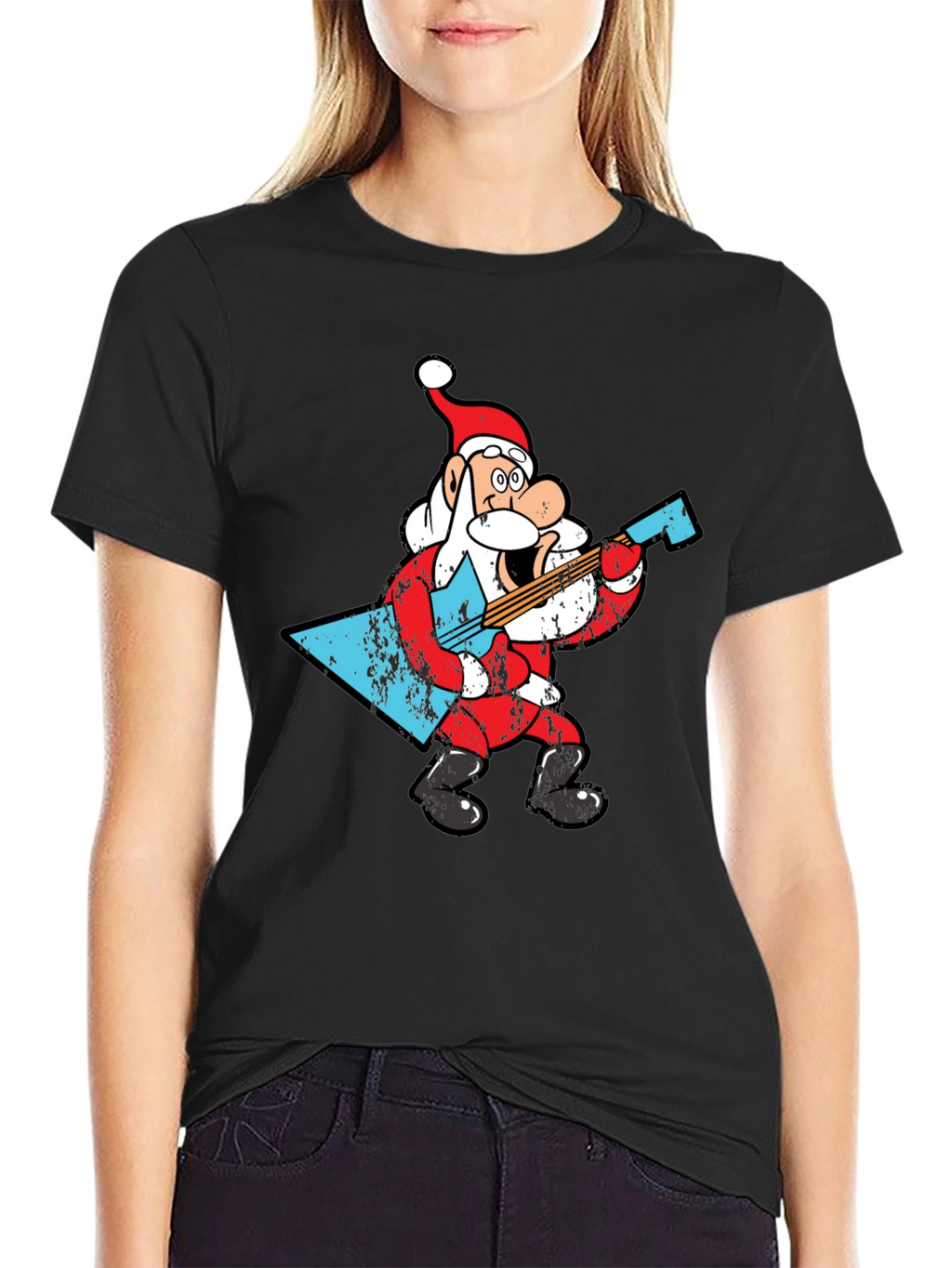 Rockin Santa Claus Graphic T-Shirt