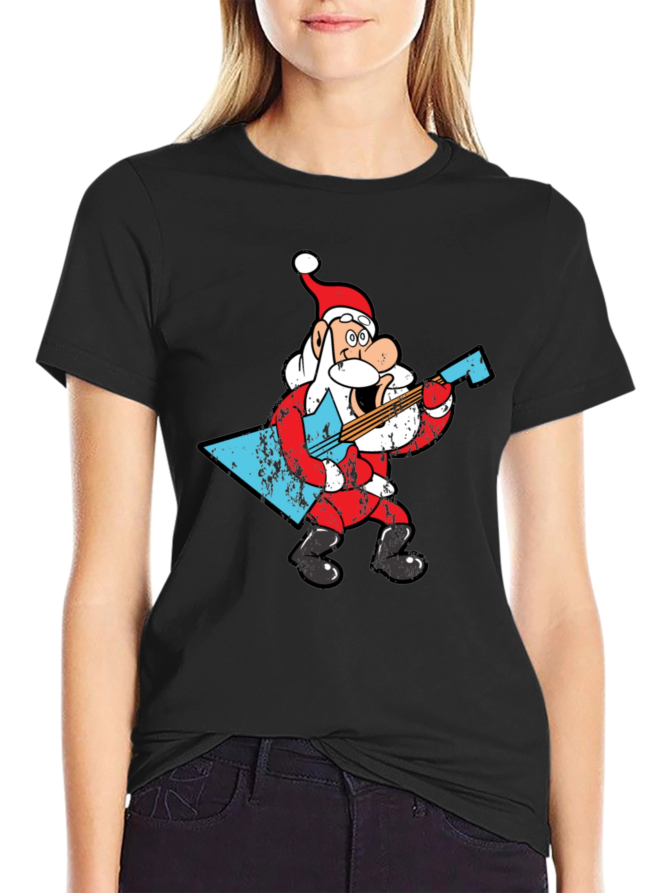 Rockin Santa Claus Graphic T-Shirt
