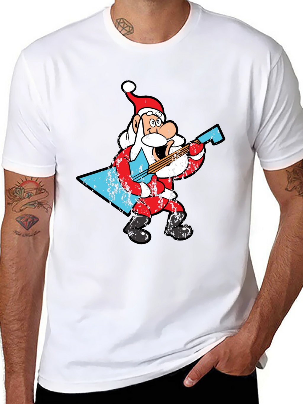 Rockin Santa Claus Graphic T-Shirt