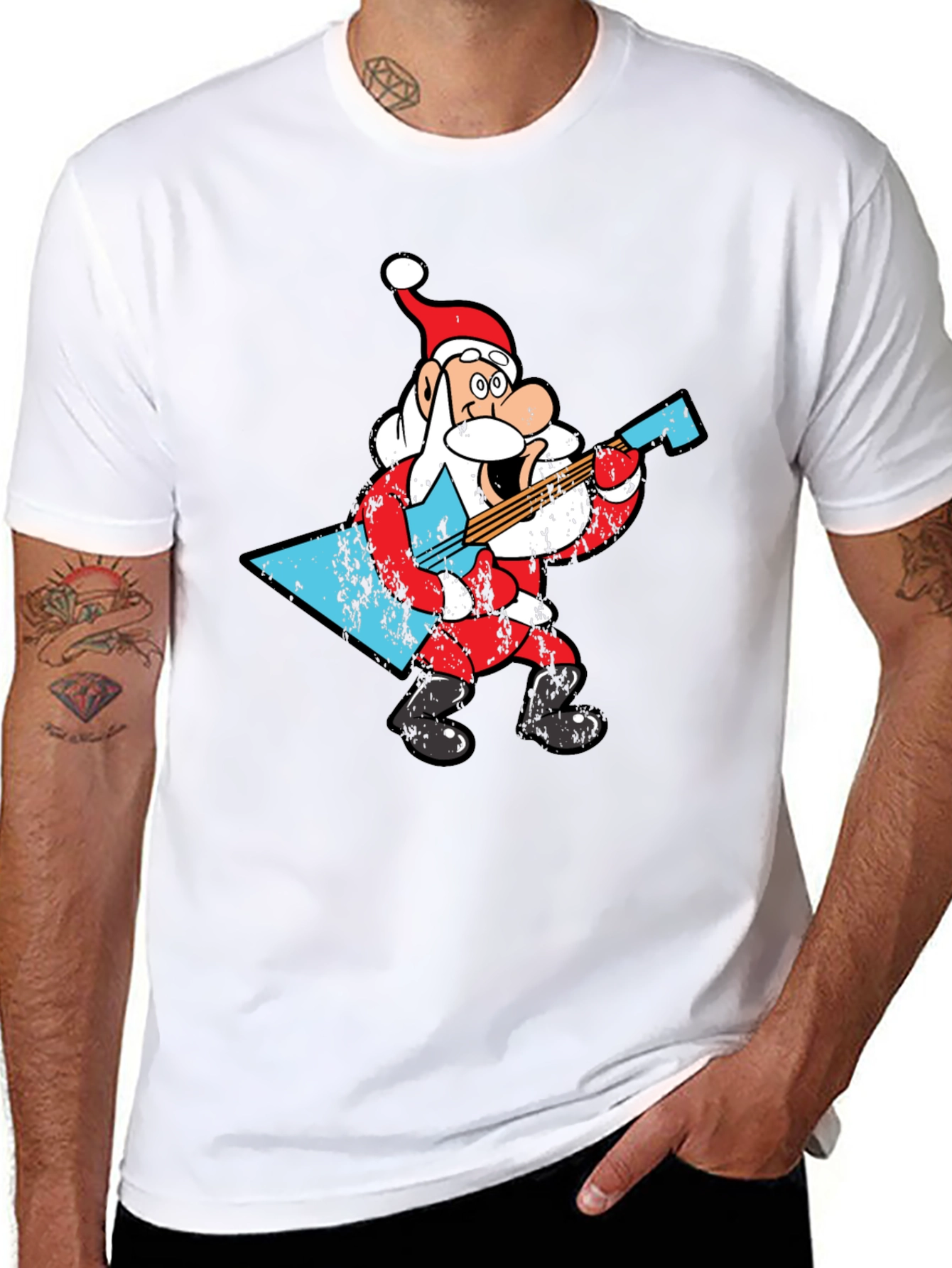 Rockin Santa Claus Graphic T-Shirt