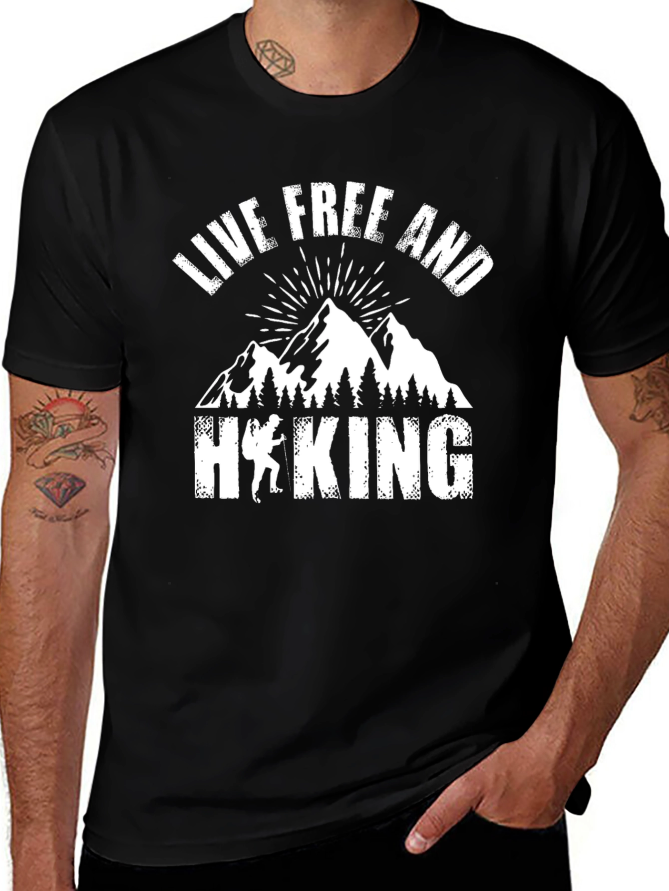 Live Free Hiking Graphic Tee - Black Unisex T-Shirt