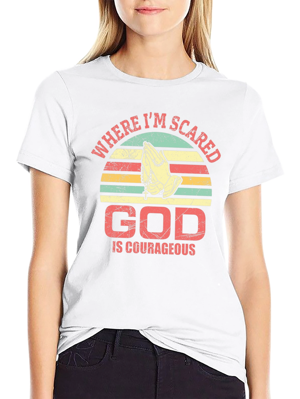 God Is Courageous T-Shirt Religious Faith Prayer Tee