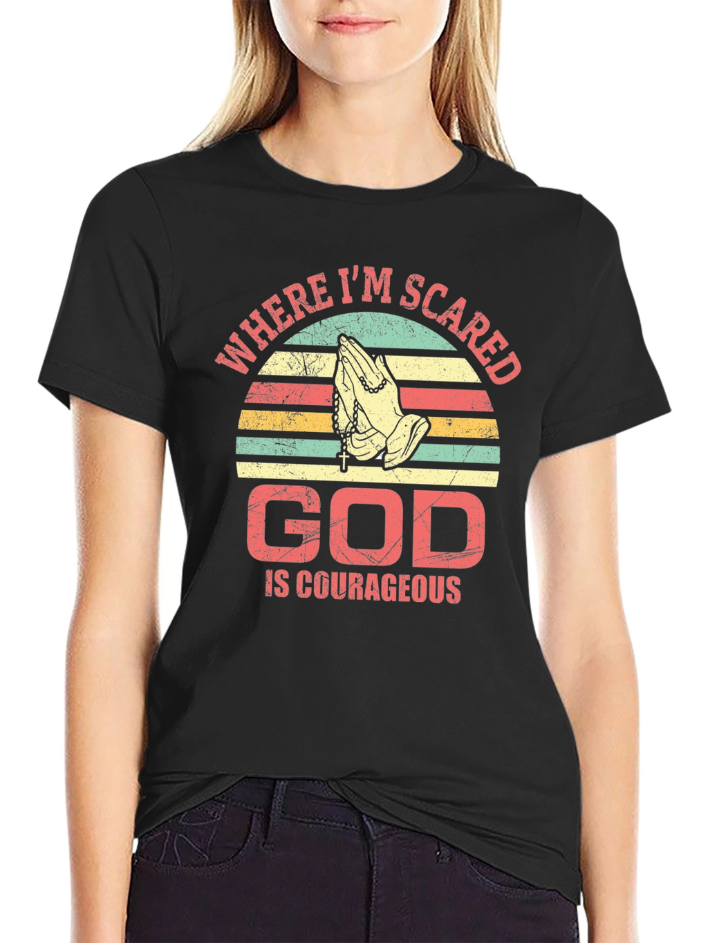 God Is Courageous T-Shirt Religious Faith Prayer Tee