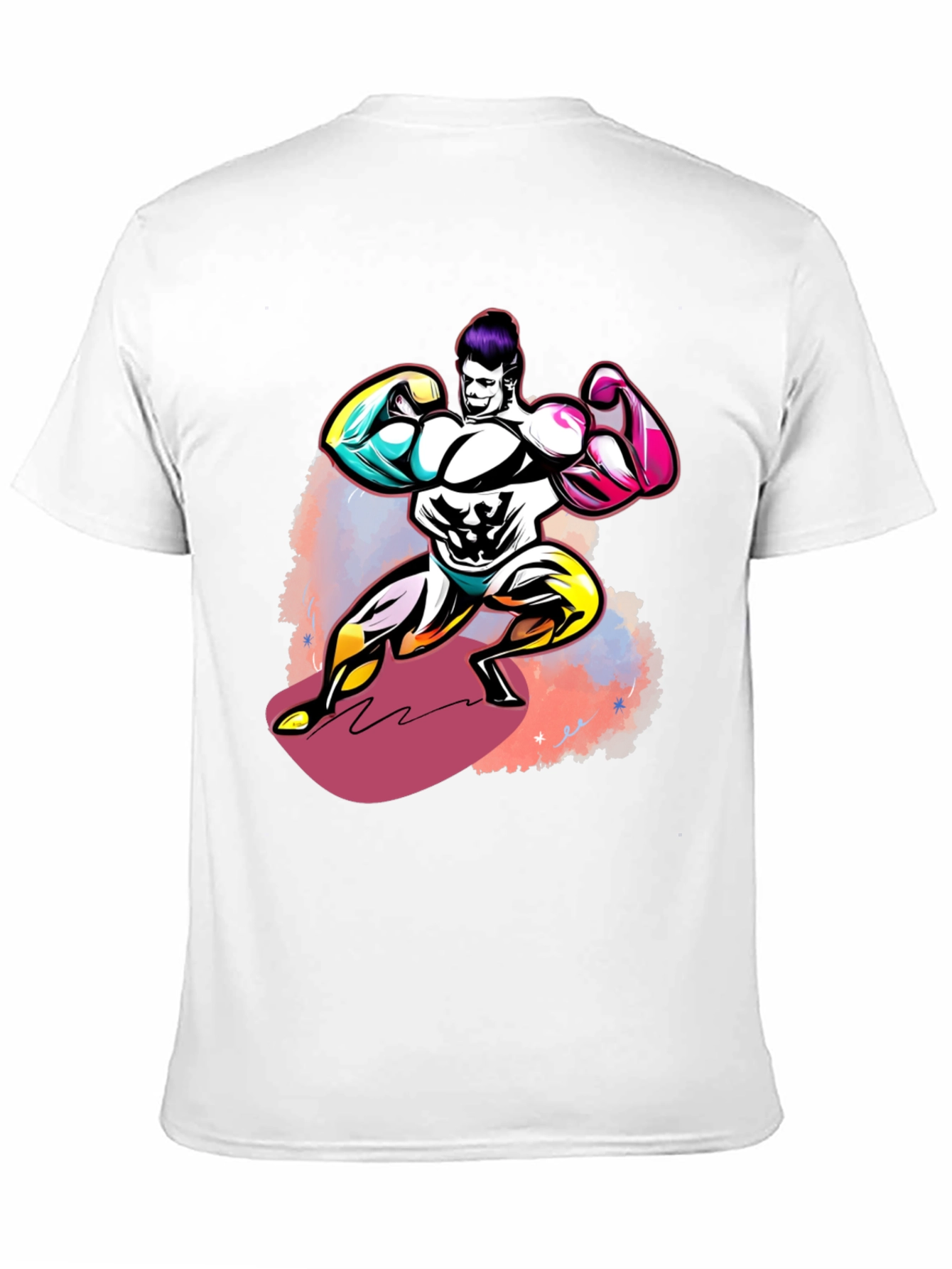 Bold Graphic T-Shirt: Muscled Cartoon Man Design